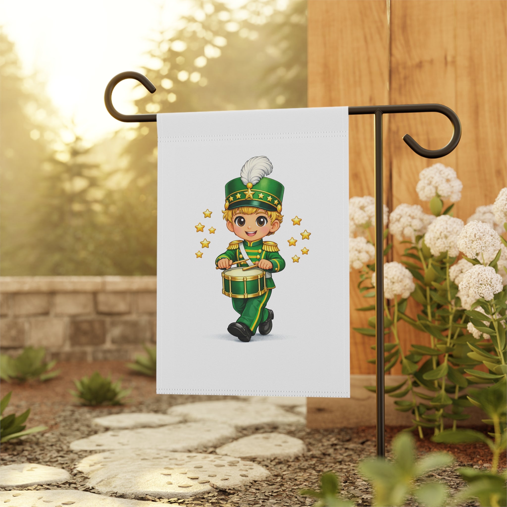 Marching Band Drummer Garden Flag — Cute Parade Musician Yard Banner