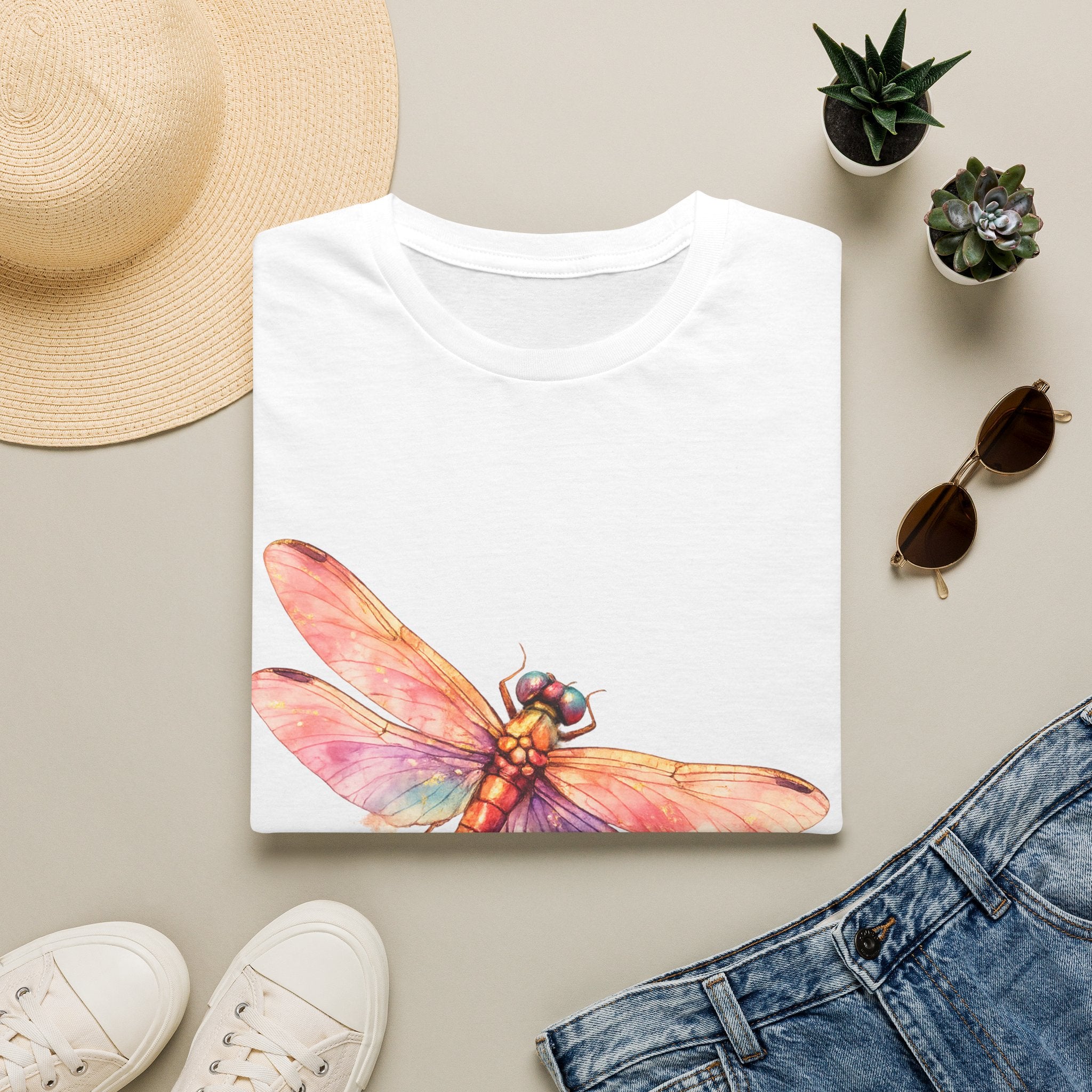Dragonfly Watercolor T-Shirt — Colorful Nature Tee for Women & Men