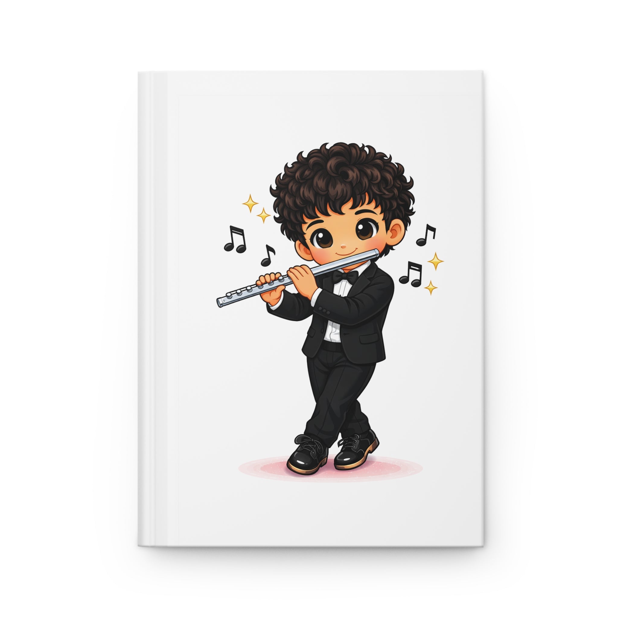 Flute Player Hardcover Journal — Cute Cartoon Musician Notebook for Students & Gift
