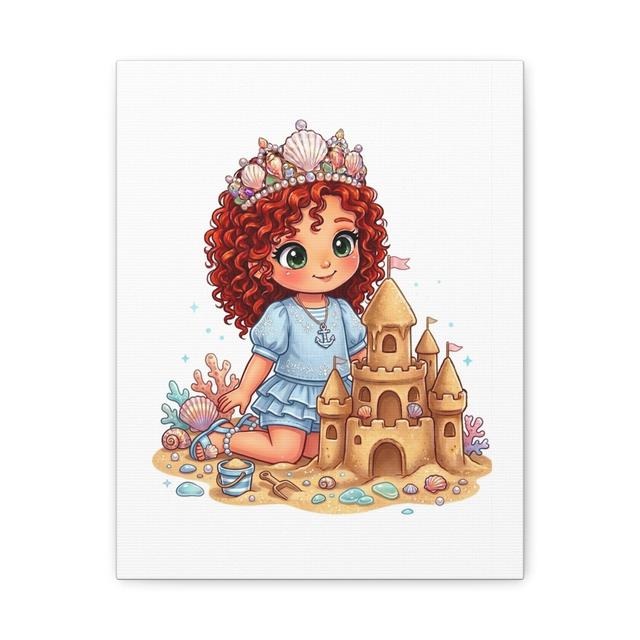 Kids' Canvas Wall Art — Mermaid Princess with Sandcastle