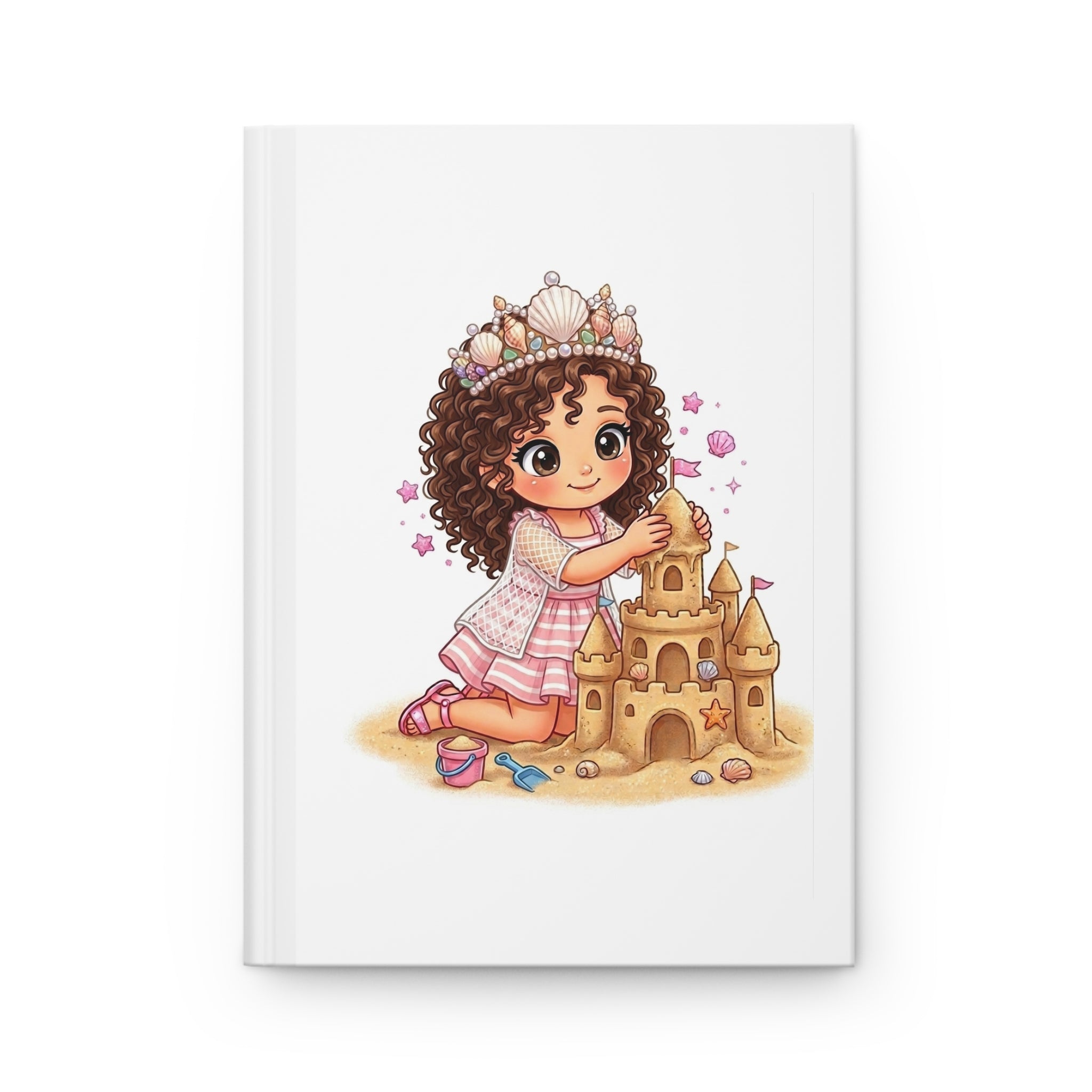 Cute Princess Sandcastle Hardcover Journal — Little Girl Beach Notebook