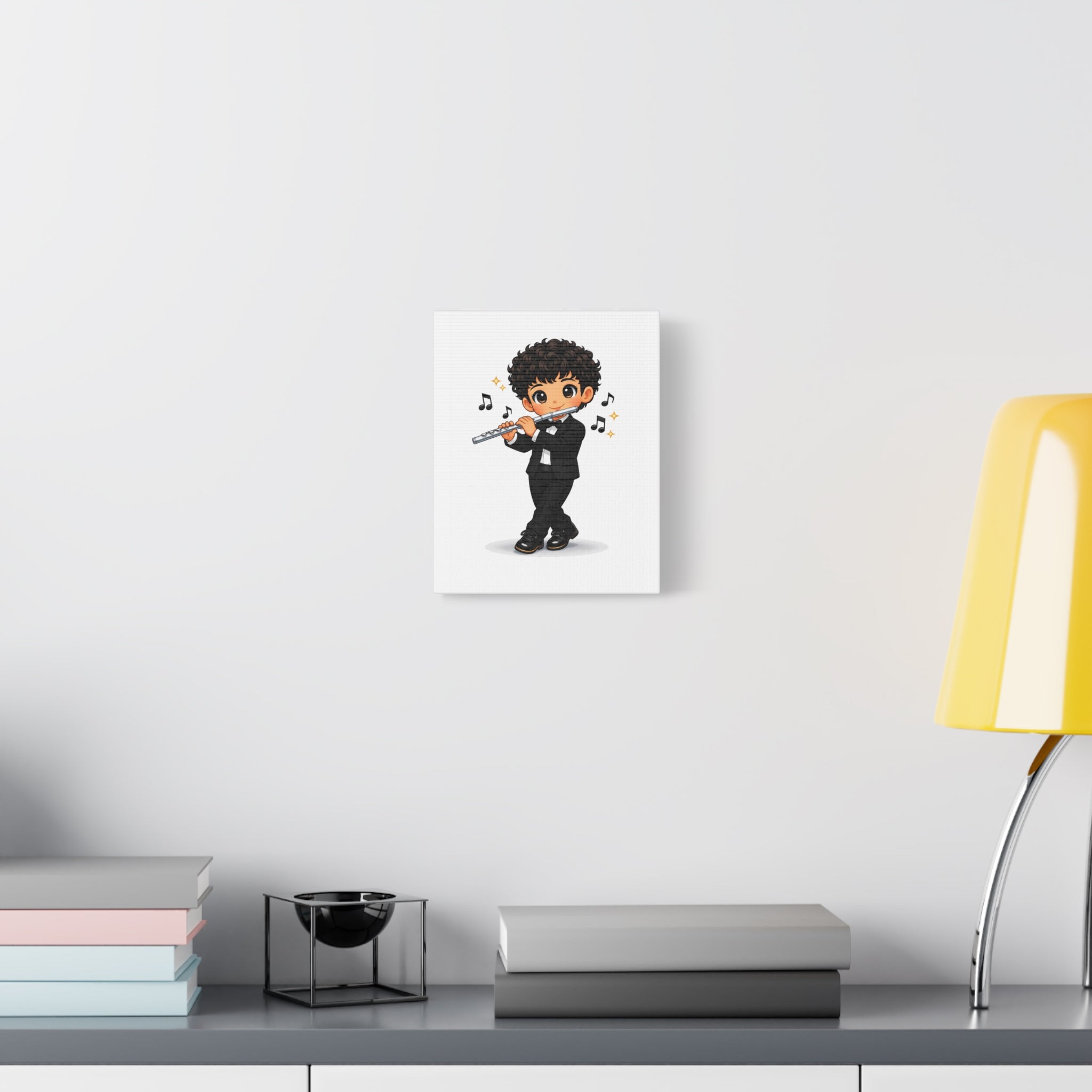 Cute Flute Player Canvas Print – Chibi Musician Wall Art (Matte Stretched)