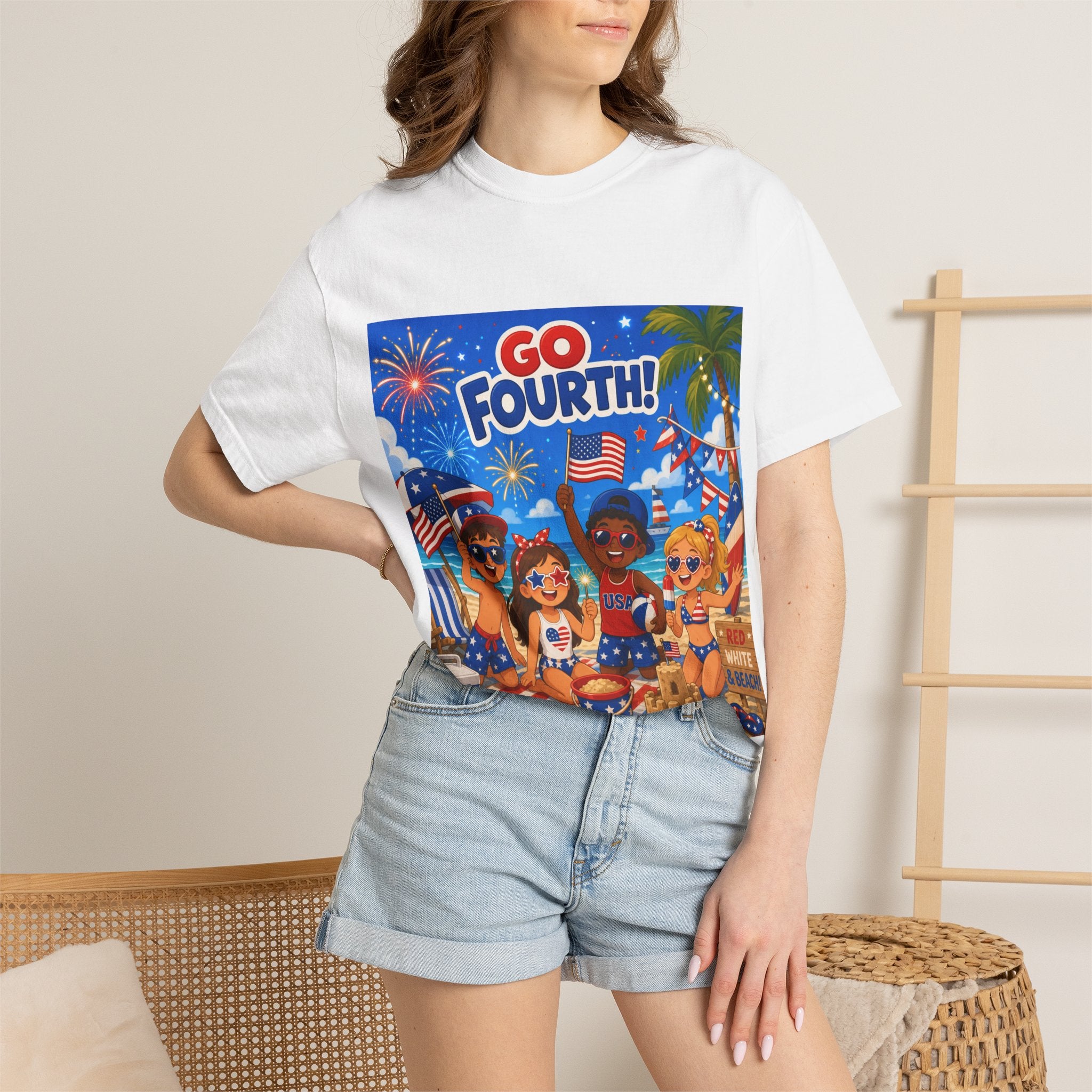 Fourth of July Beach Party T-Shirt — "Go Fourth!" Patriotic Summer Tee