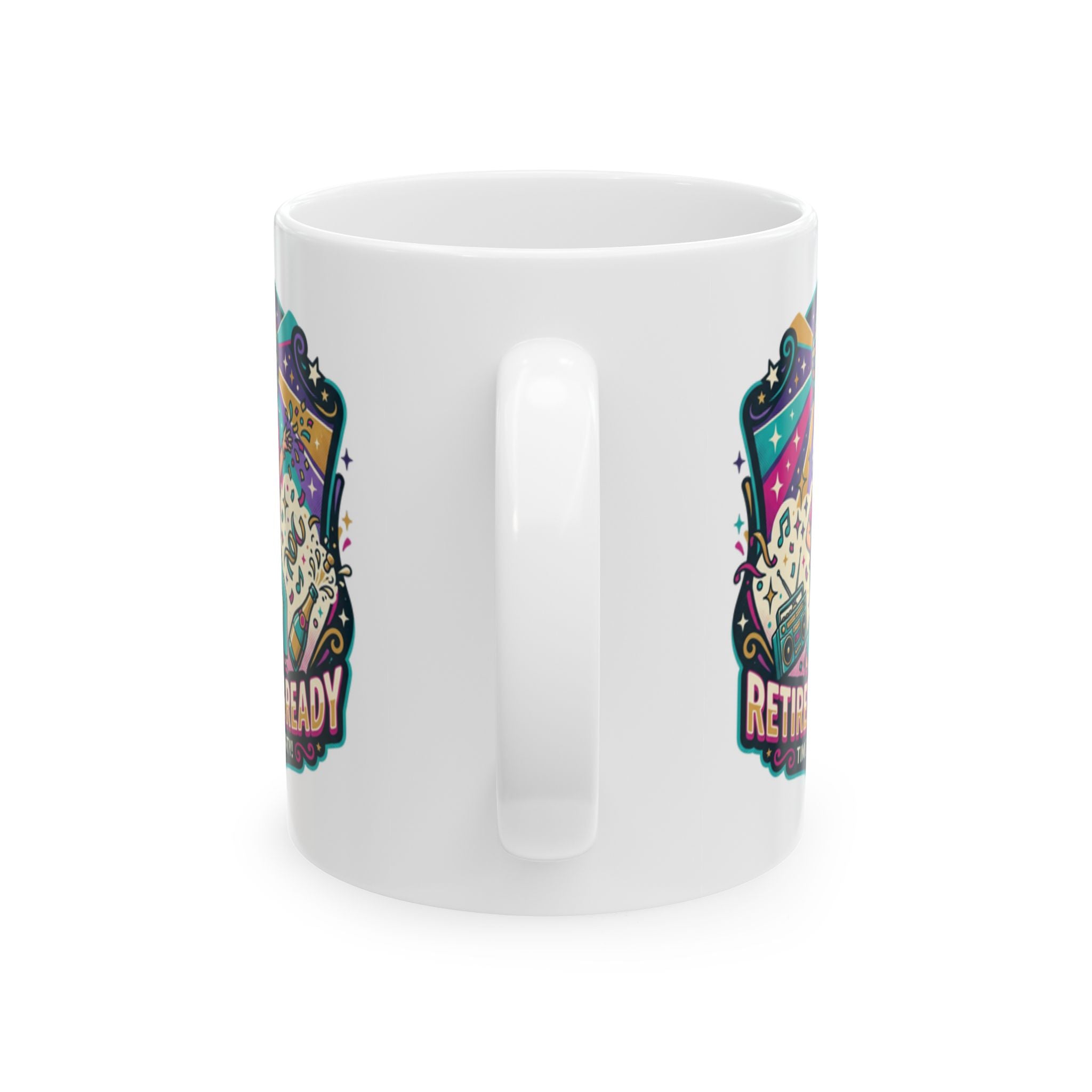 Retro Ready Ceramic Mug — Colorful Vintage Arcade Skull Design (11oz, 15oz)