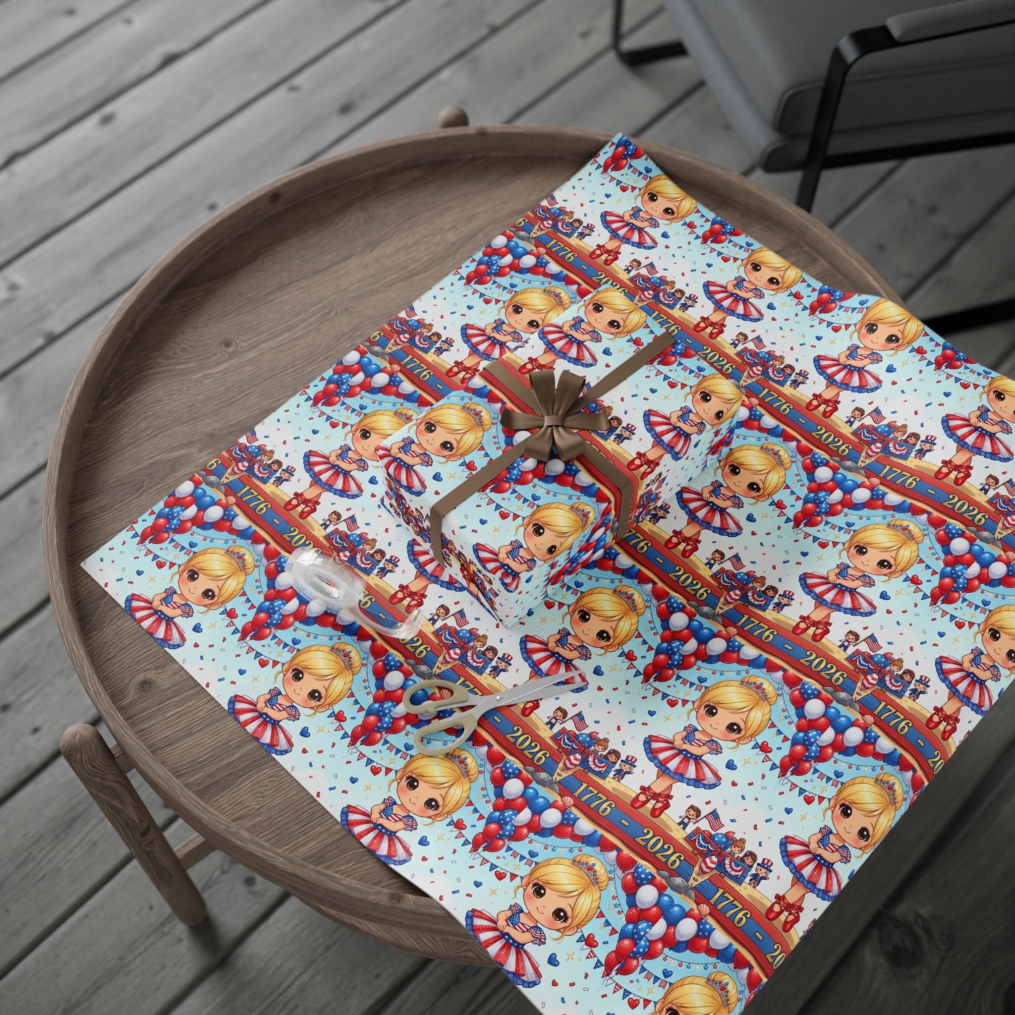 Patriotic Girl Pattern Wrapping Paper - 4th of July Gift Wrap