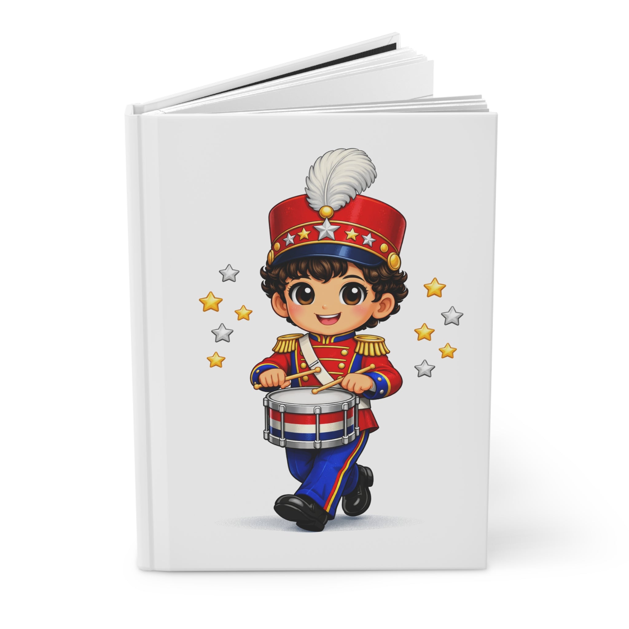 Patriotic Drum Major Hardcover Journal — Cute Marching Band Boy Notebook