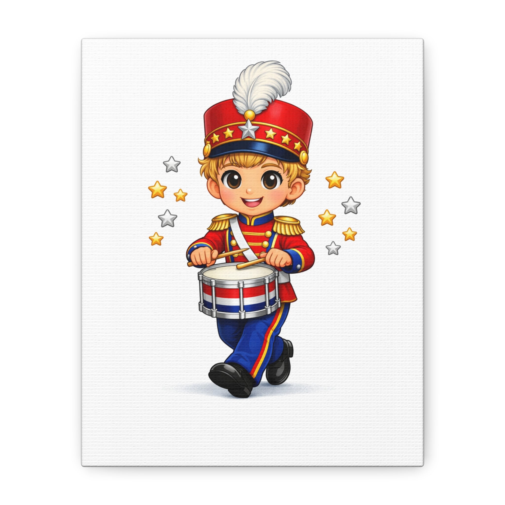 Drummer Boy Canvas Print — Cute Marching Band Nursery Wall Art