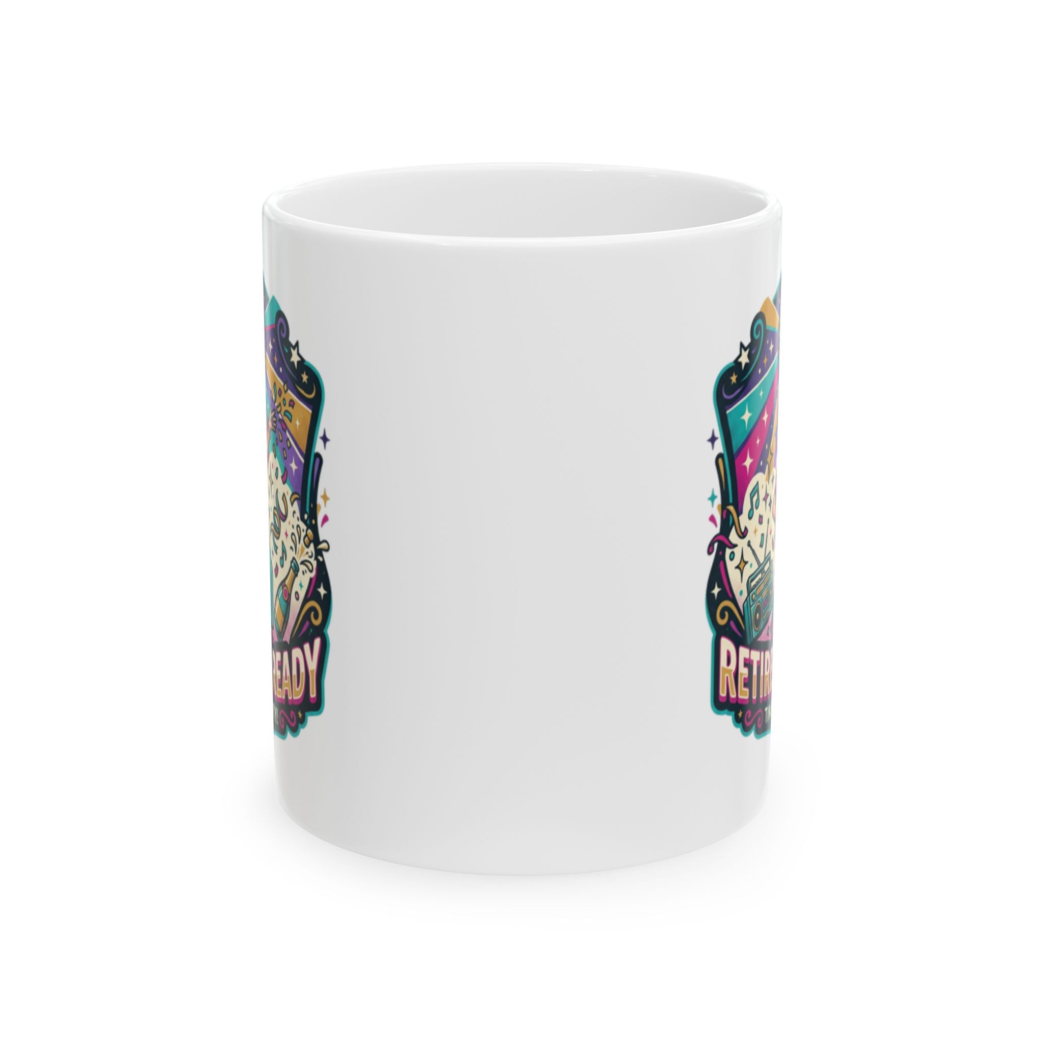 Retro Ready Ceramic Mug — Colorful Vintage Arcade Skull Design (11oz, 15oz)