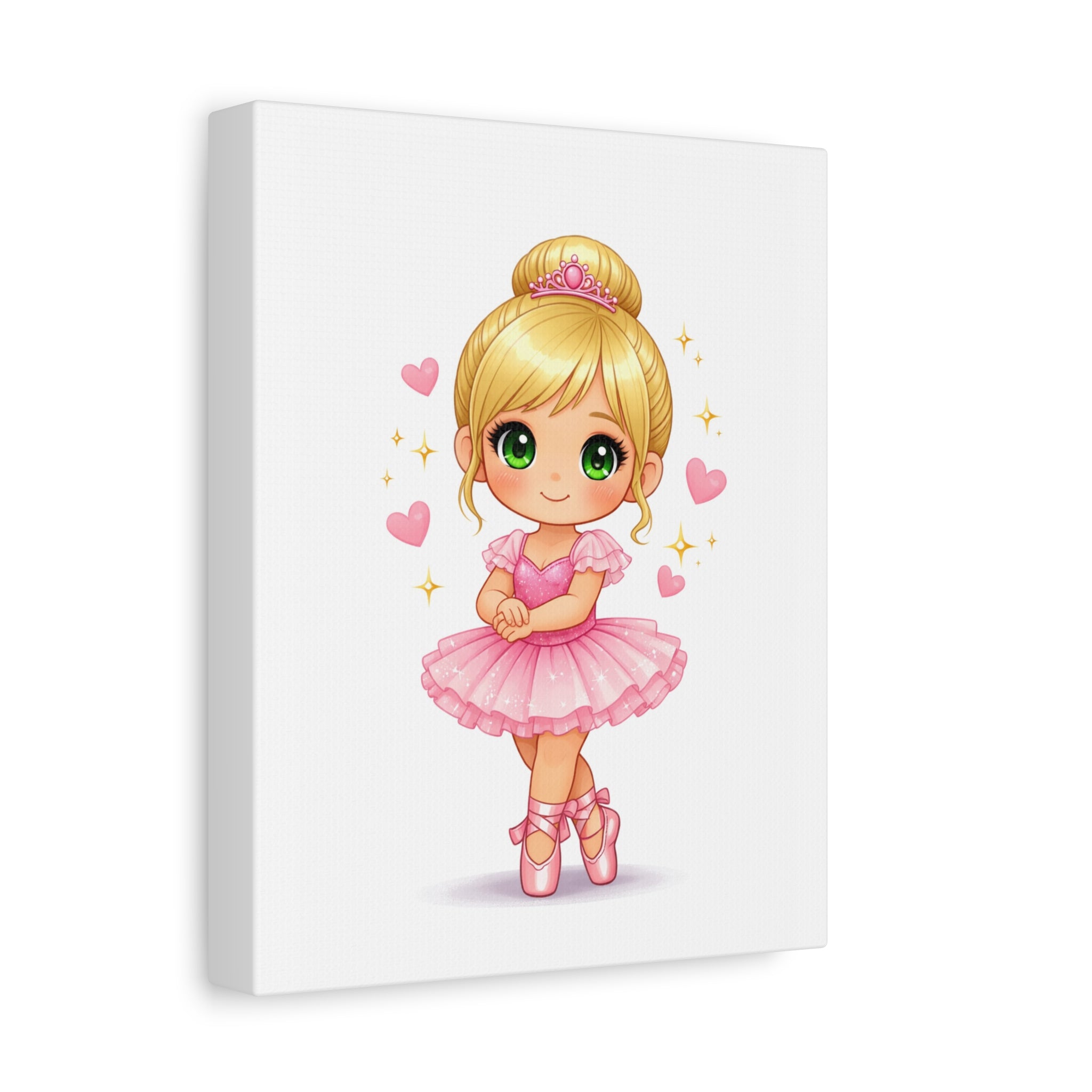 Ballerina Girl Canvas Art - Cute Pink Ballet Dancer Wall Decor