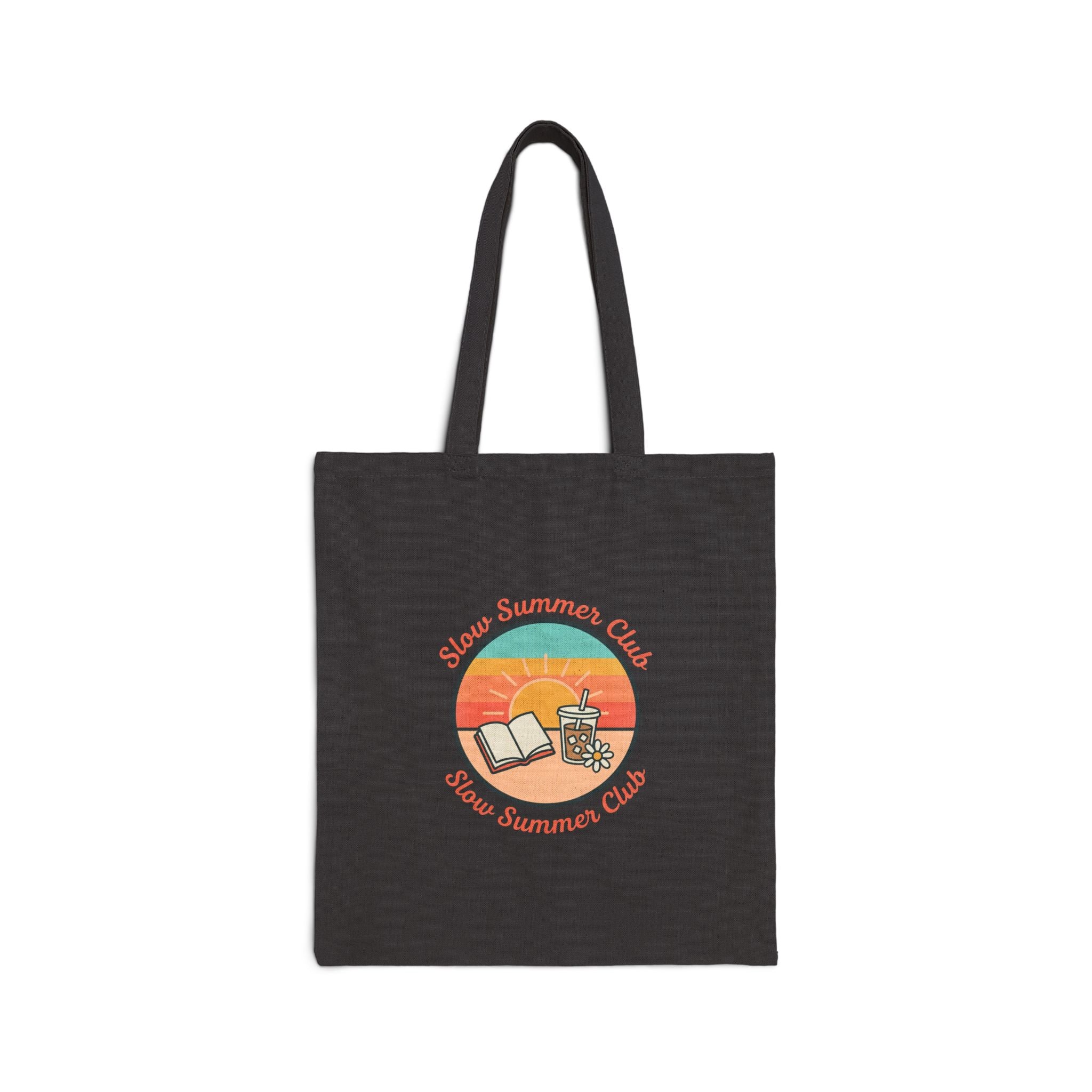 Sunny Summer Club Tote, summer aesthetic coastal vibes, retro pastel hand-drawn