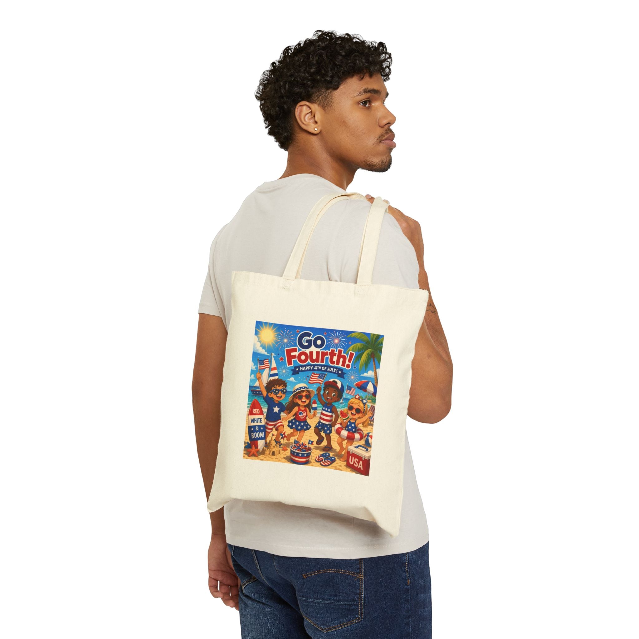Go Fourth! Patriotic 4th of July Canvas Tote Bag