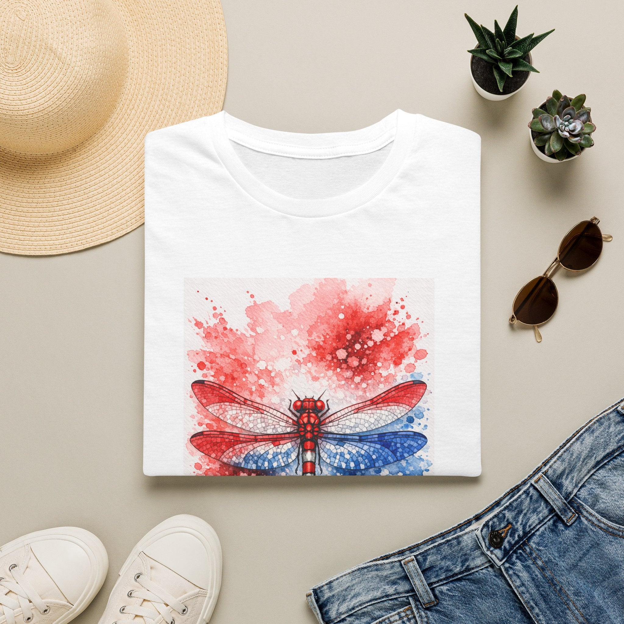 Patriotic Watercolor Dragonfly T‑Shirt