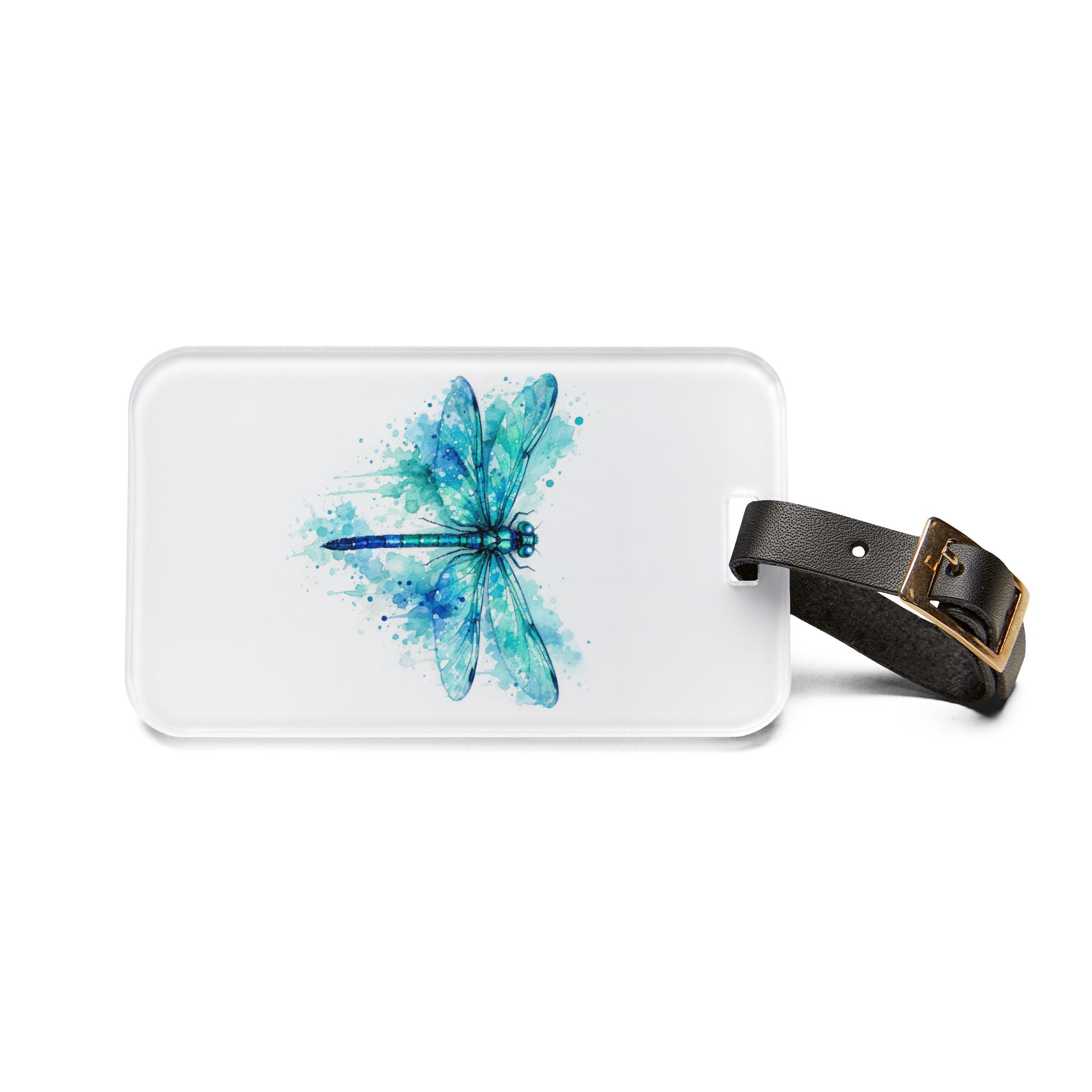 Dragonfly Watercolor Luggage Tag – Blue Travel ID Tag