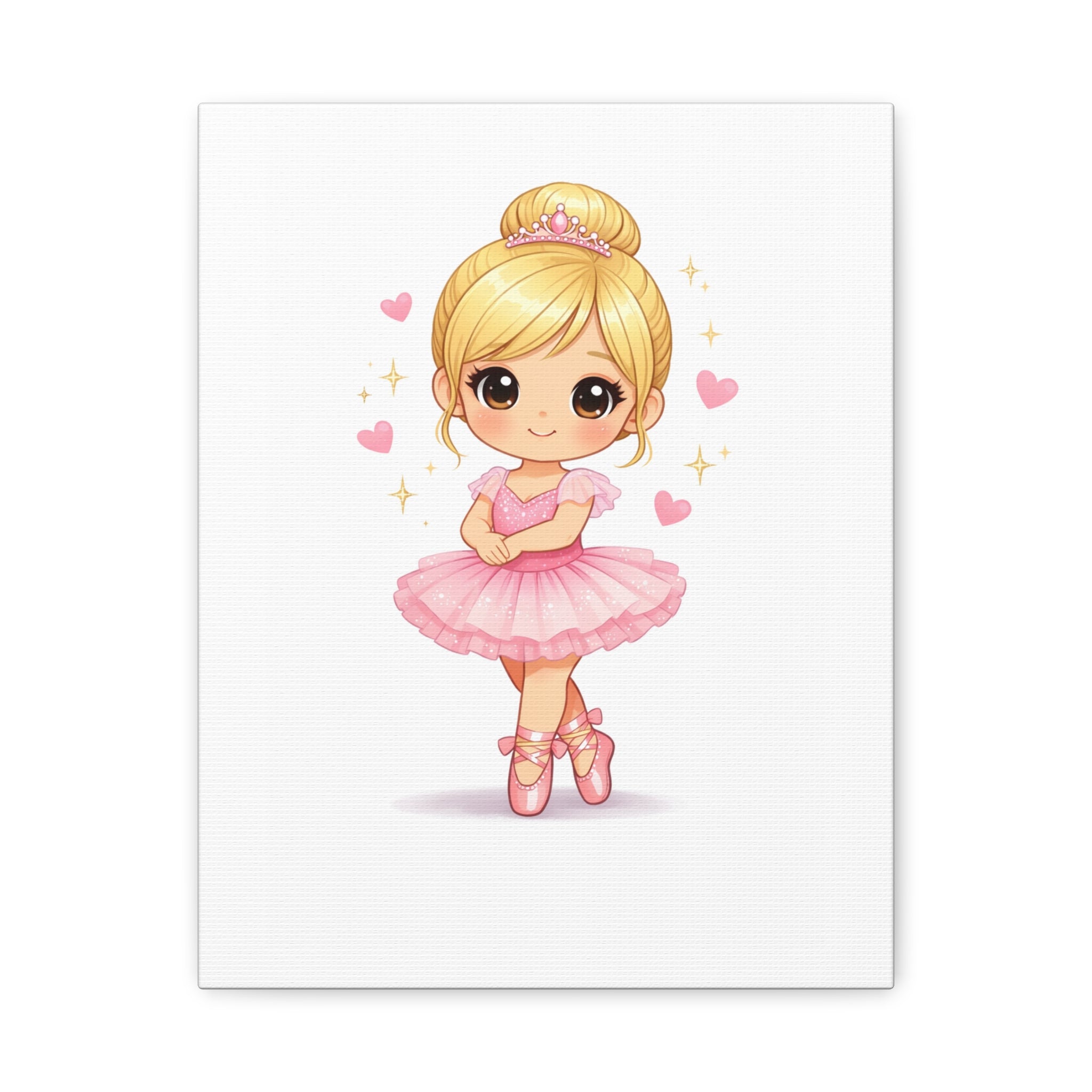 Cute Little Ballerina Canvas Print — Pink Princess Ballet Wall Art