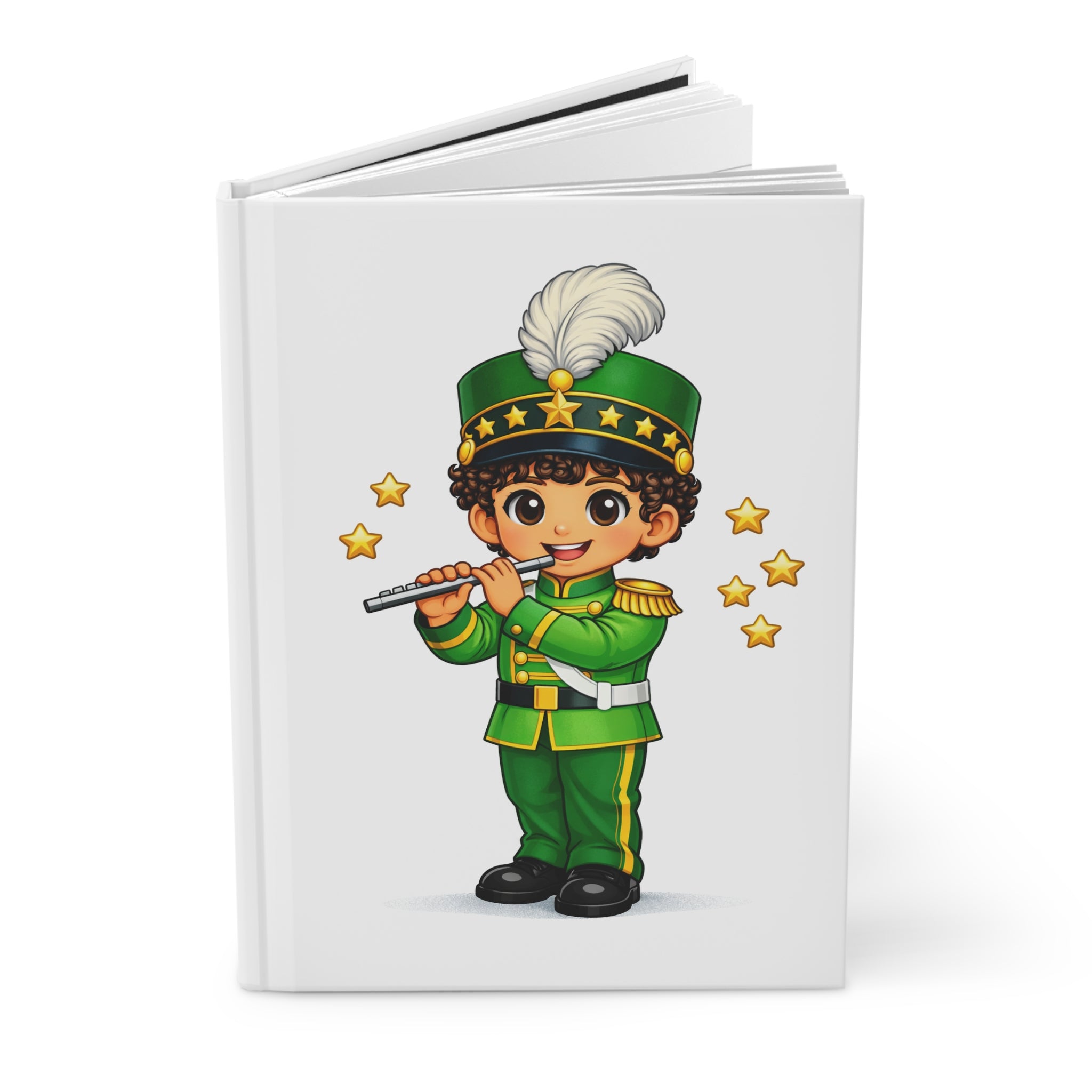 Marching Band Piccolo Hardcover Journal — Cute Kid Musician Notebook