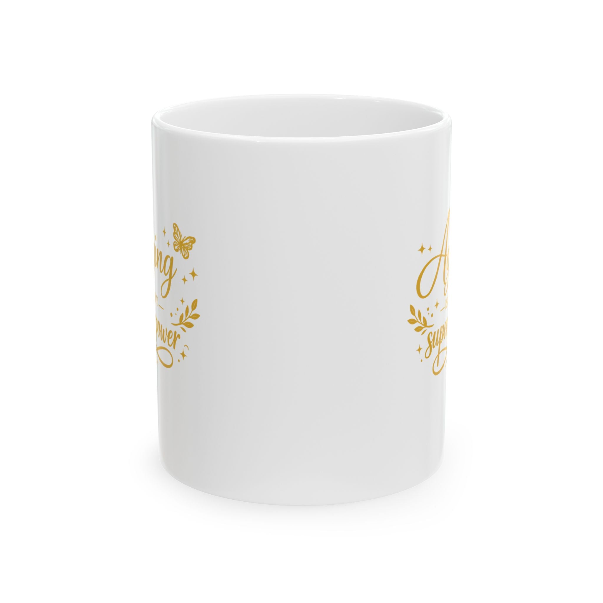 Grateful Heart Ceramic Mug – Gold Script "Always Thankful" Coffee Cup (11oz, 15oz)