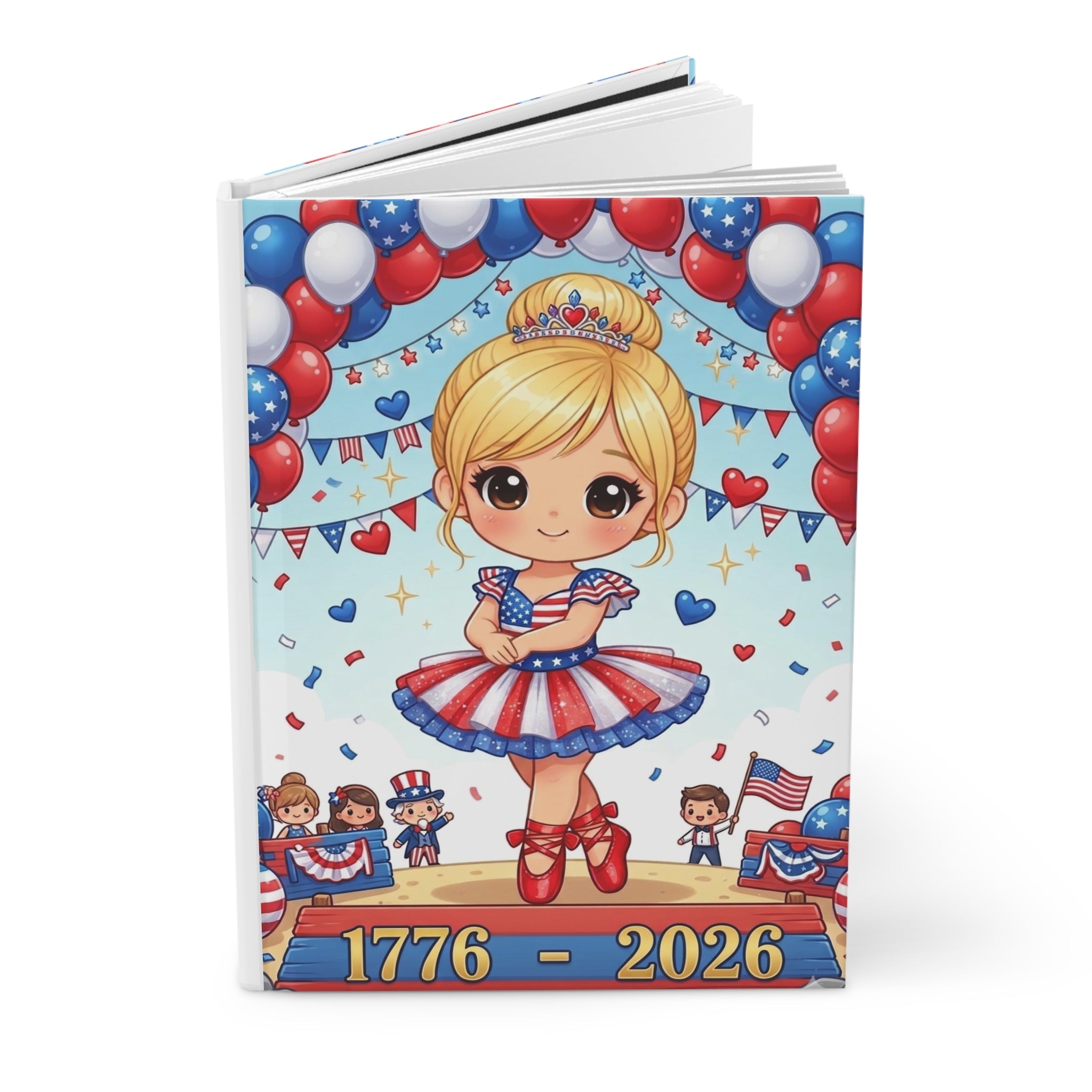 Patriotic Ballerina Hardcover Journal — 1776–2026 4th of July Keepsake
