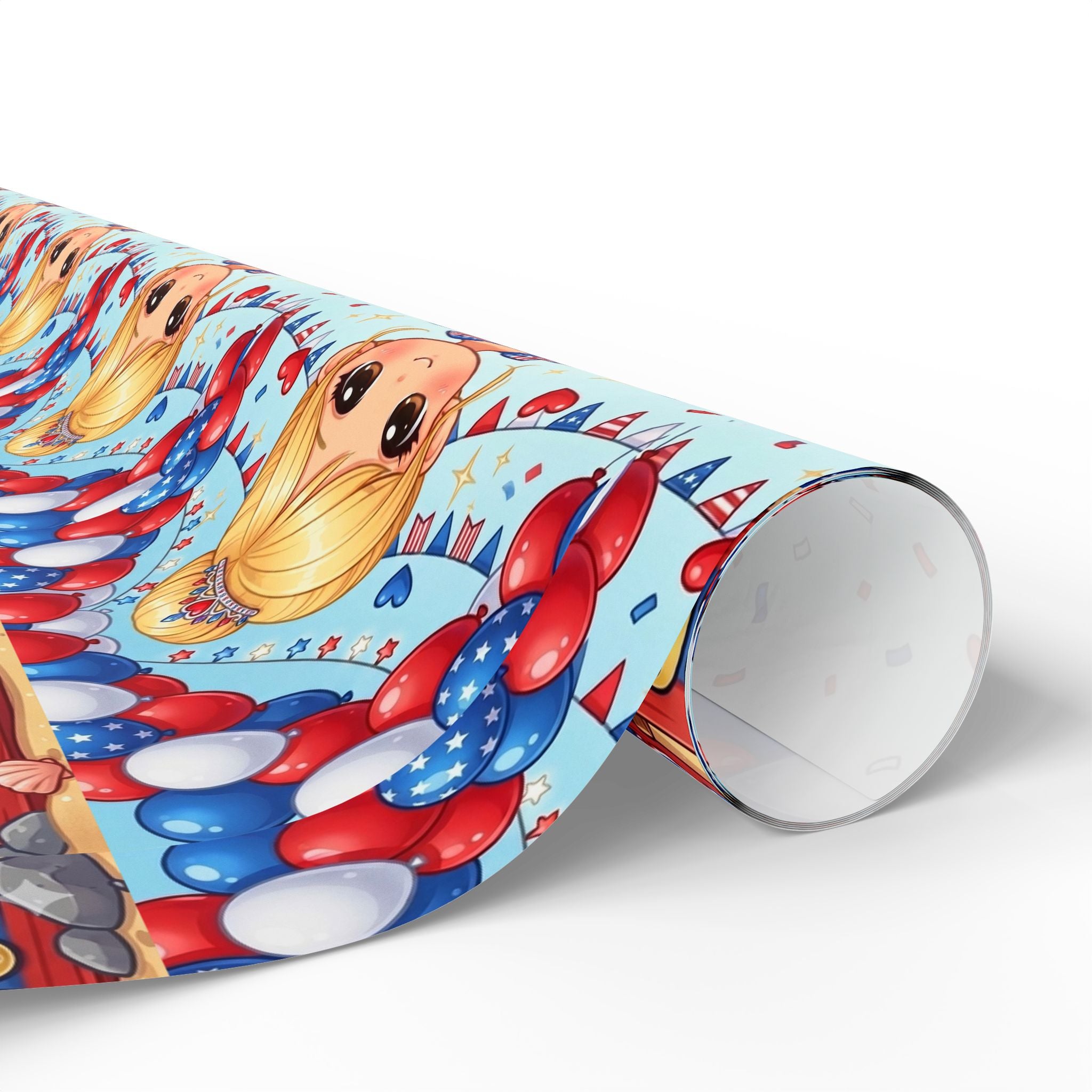 Patriotic Girl Pattern Wrapping Paper - 4th of July Gift Wrap