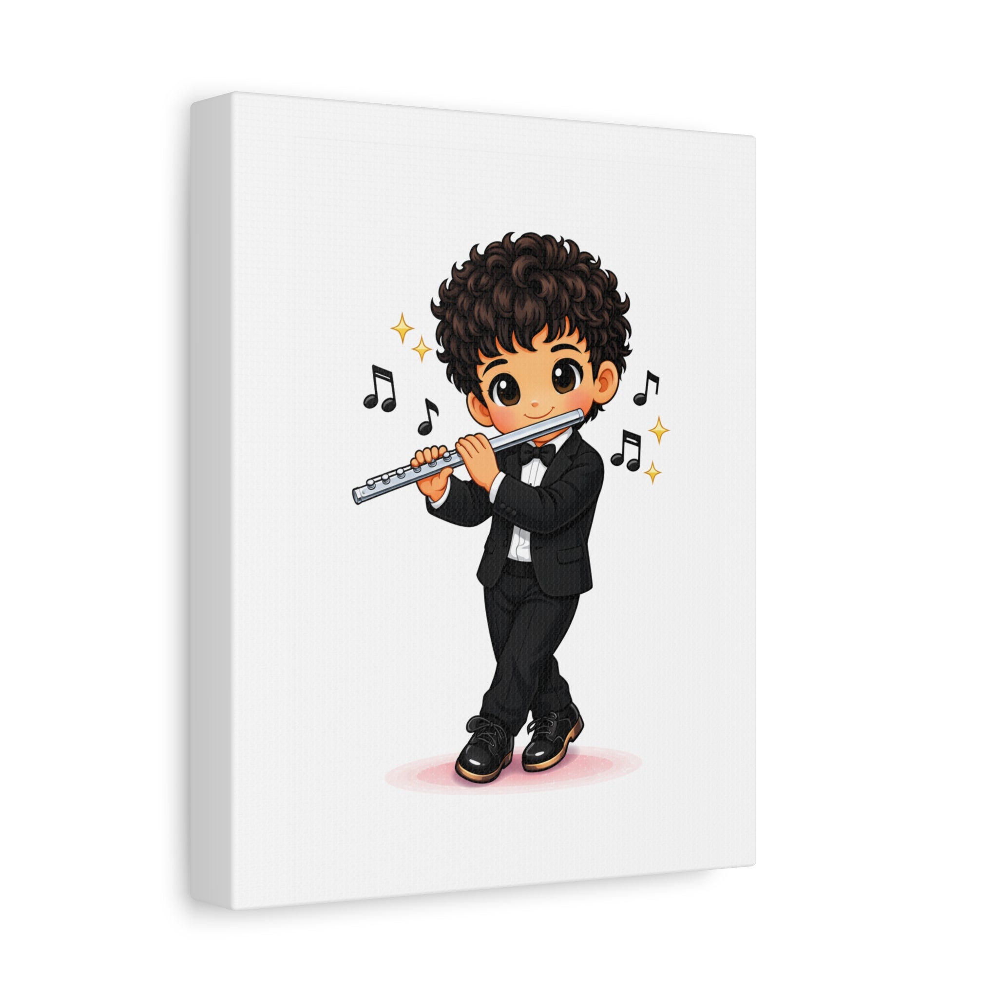 Cute Flutist Boy Matte Canvas Wall Art — Orchestra Musician Print