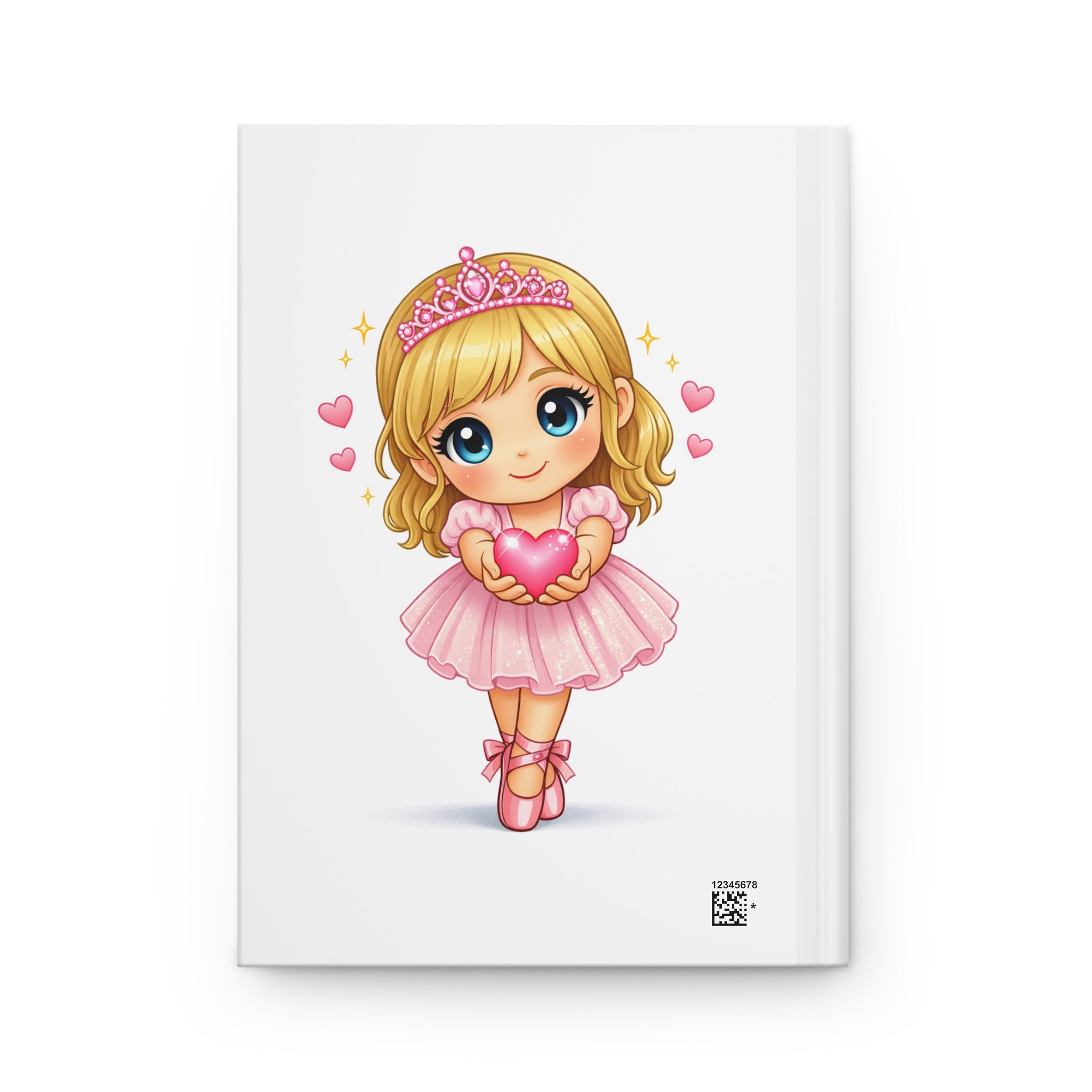 Princess Ballerina Hardcover Journal — Cute Pink Tiara Girl Notebook for Kids