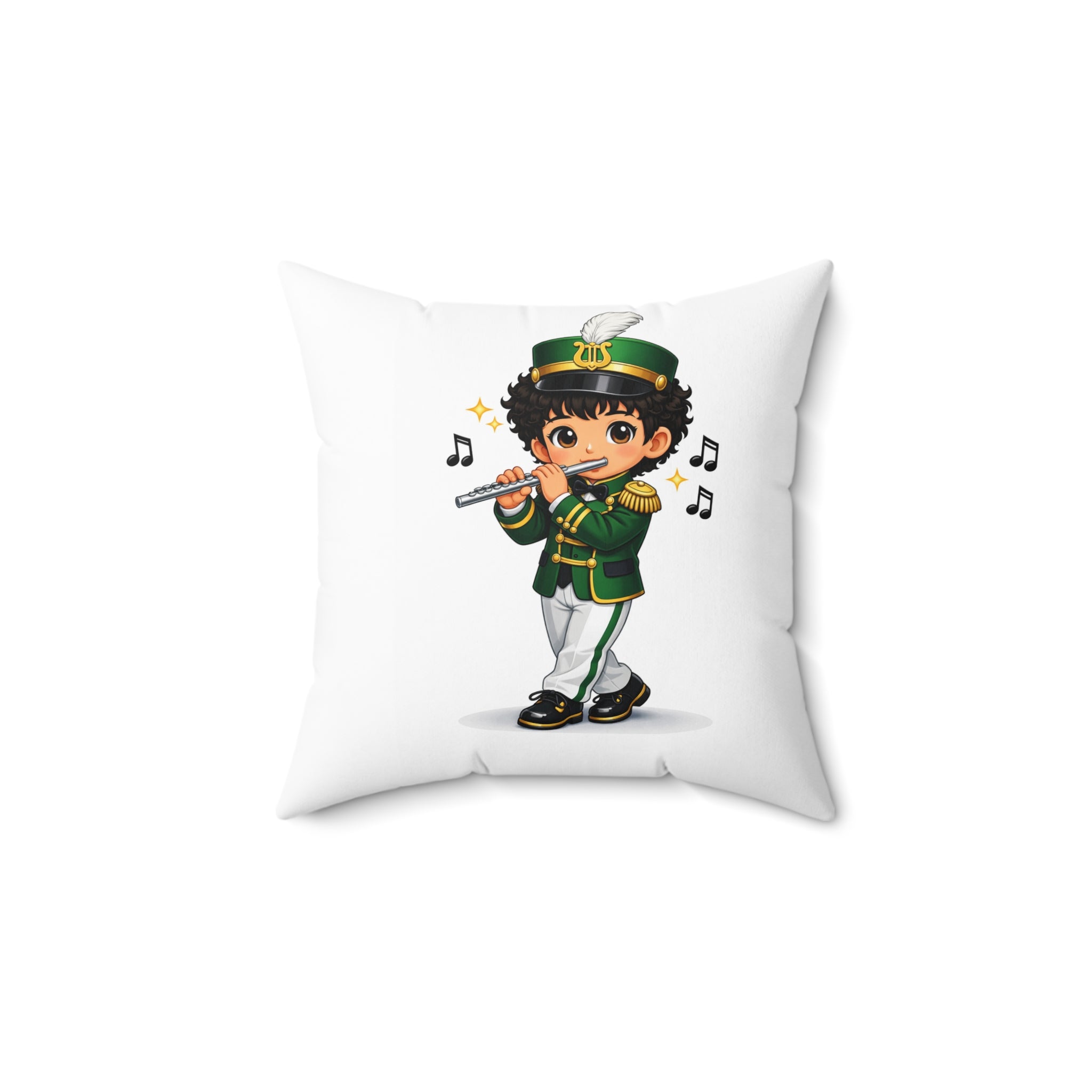 Marching Band Flute Player Decorative Pillow — Cute Musician Accent Pillow