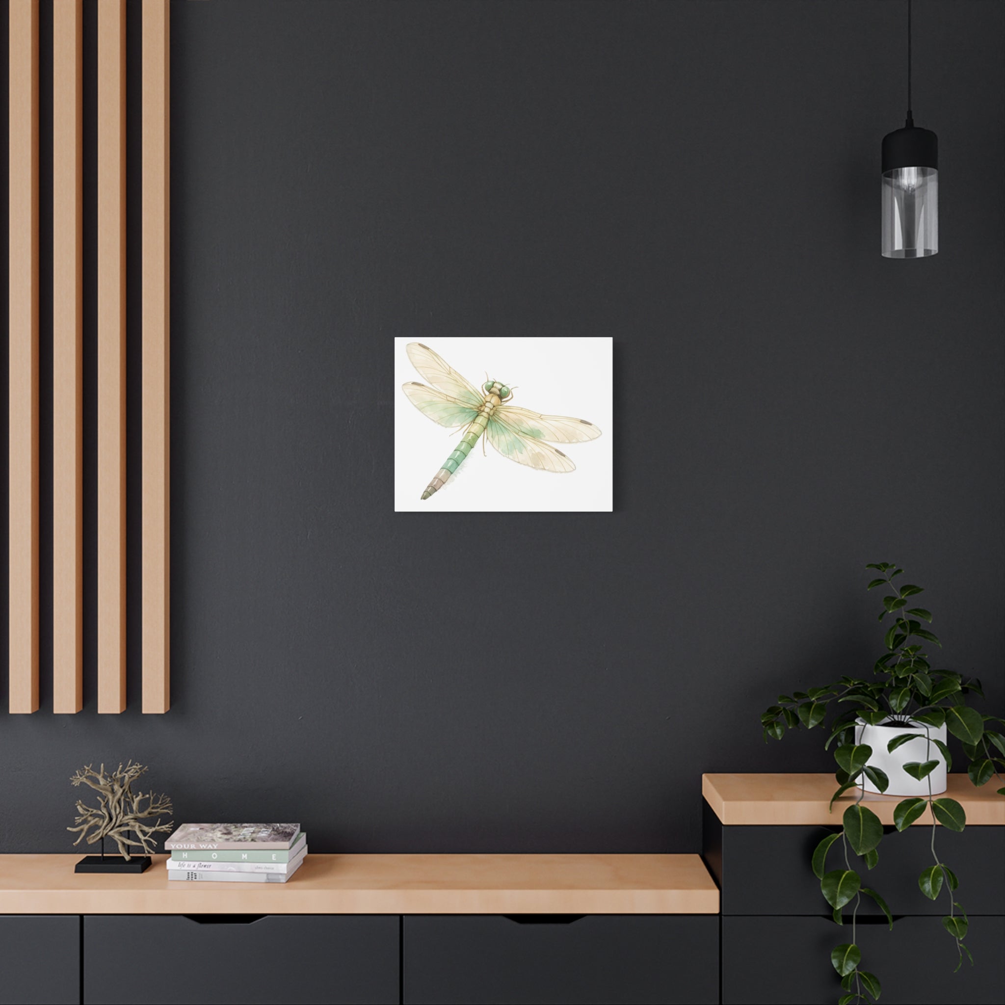 Botanical Dragonfly Canvas Wall Art — Watercolor Insect Print (Matte Stretched)