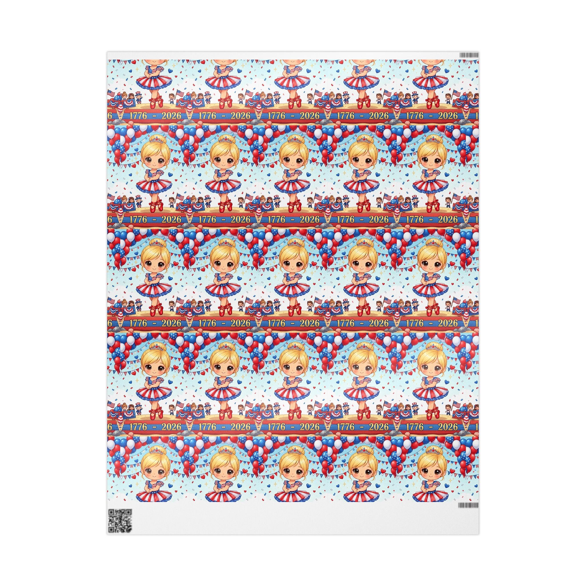 Patriotic Girl Pattern Wrapping Paper - 4th of July Gift Wrap