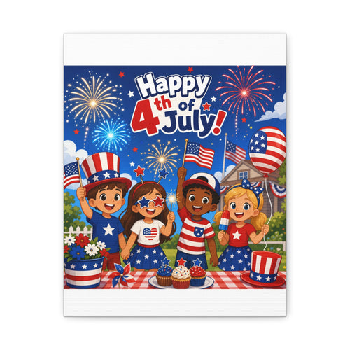 4th of July Kids Canvas Art – Happy 4th of July Patriotic Wall Decor