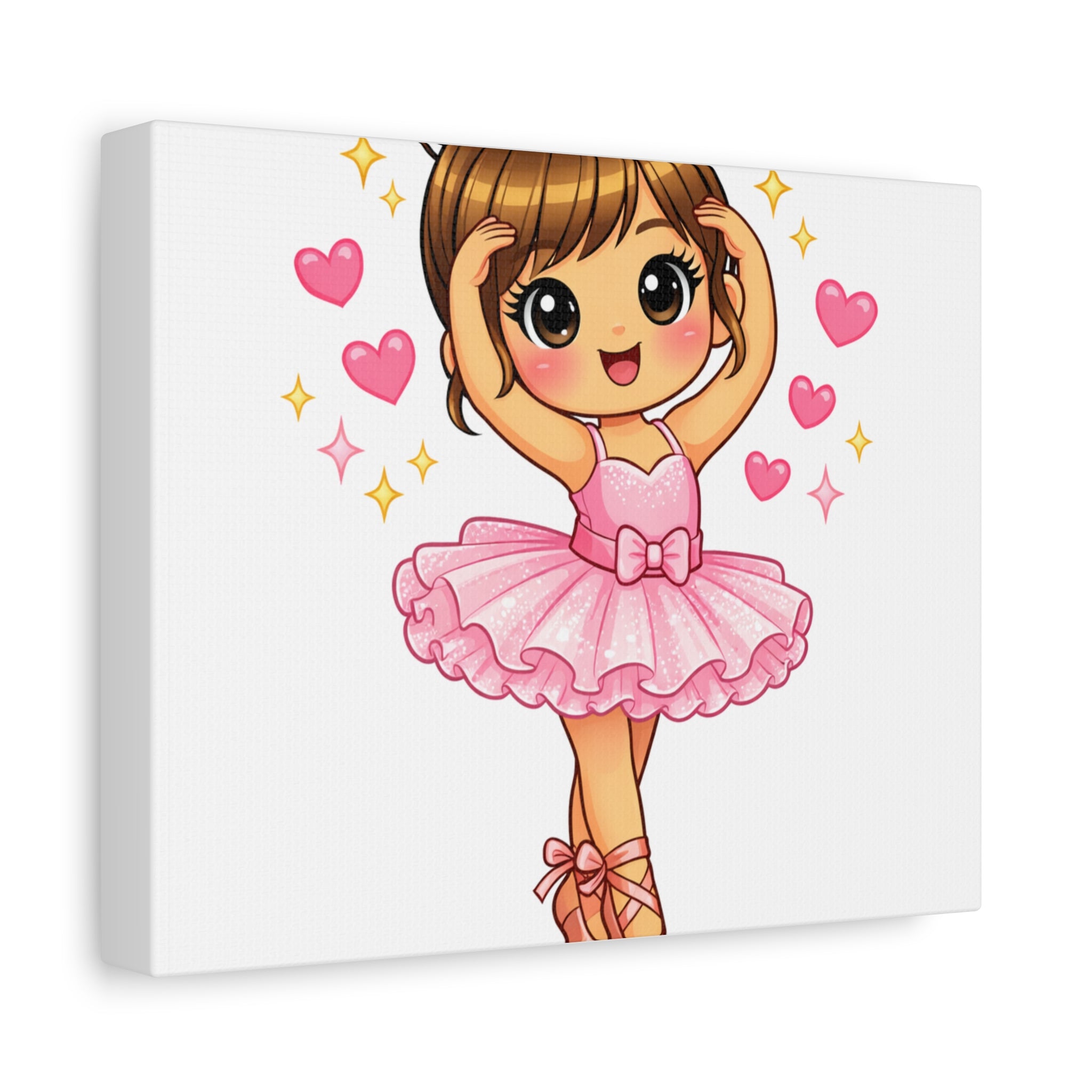 Cute Pink Ballerina Canvas Wall Art — Adorable Little Dancer Print for Girls’ Room