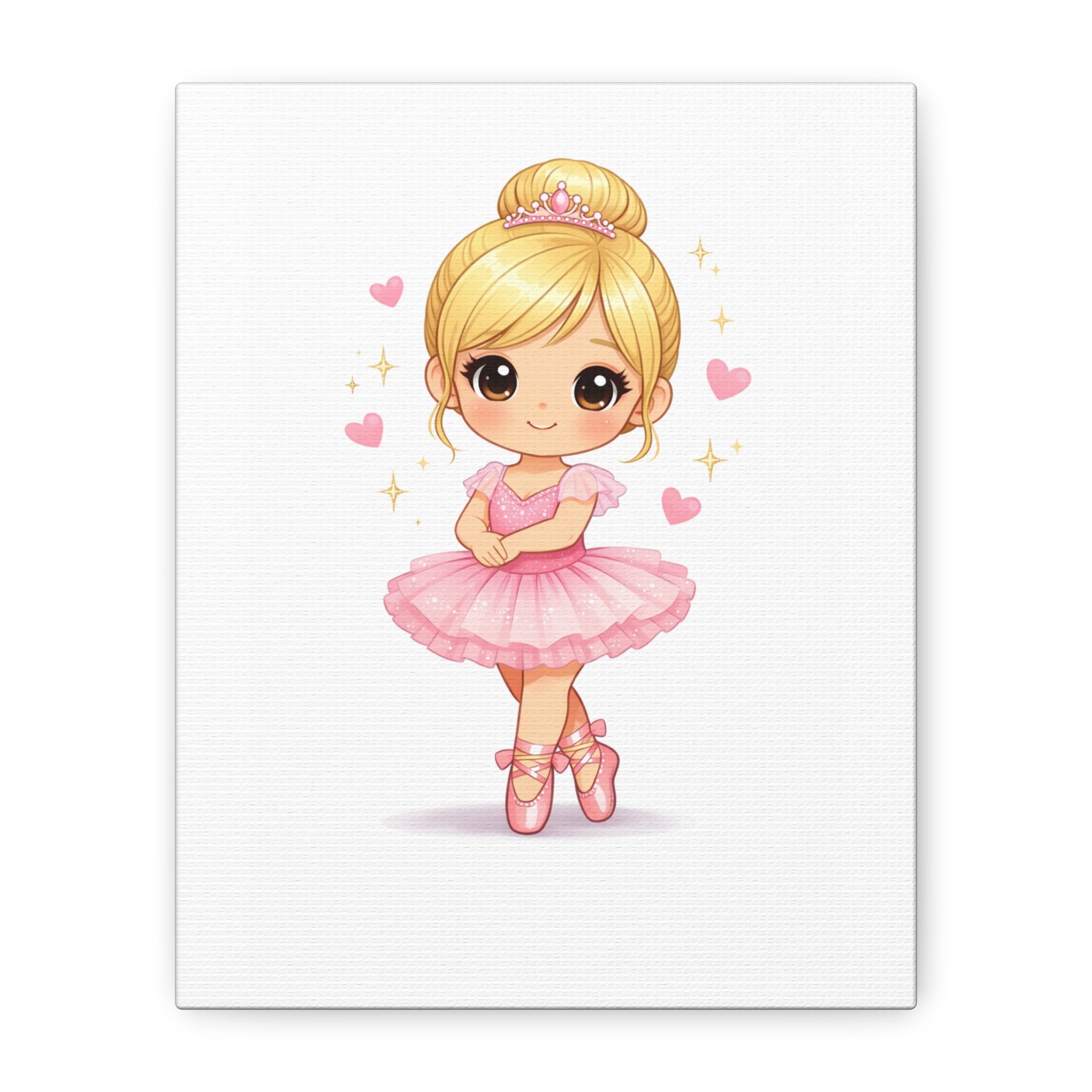 Cute Little Ballerina Canvas Print — Pink Princess Ballet Wall Art