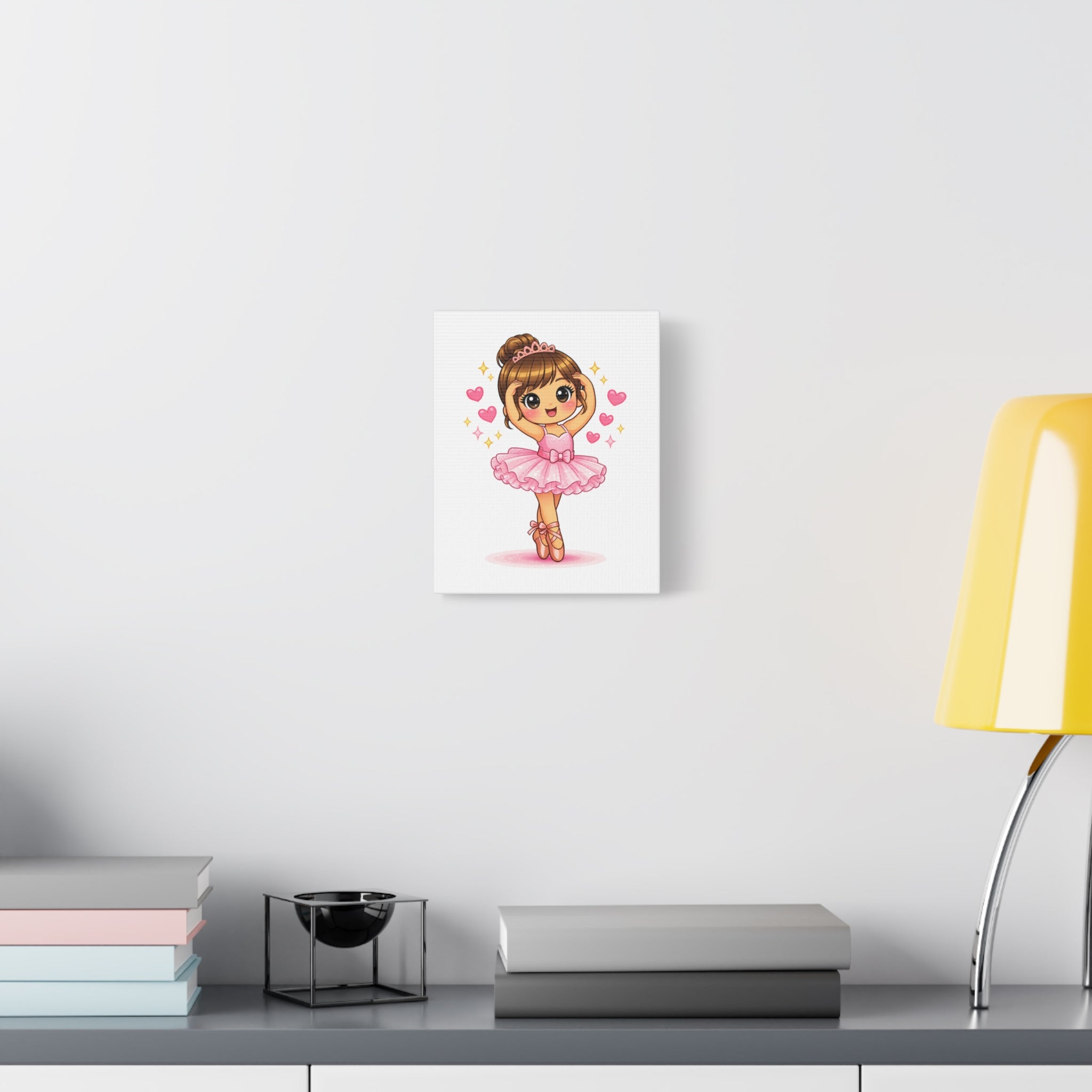 Cute Pink Ballerina Canvas Wall Art — Adorable Little Dancer Print for Girls’ Room