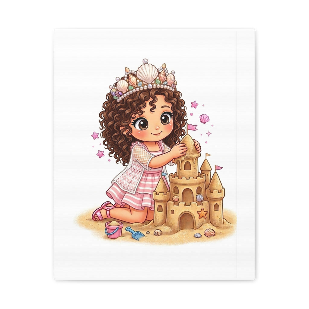 Canvas Wall Art — Little Princess Building a Sandcastle (Girls Beach Nursery Decor)
