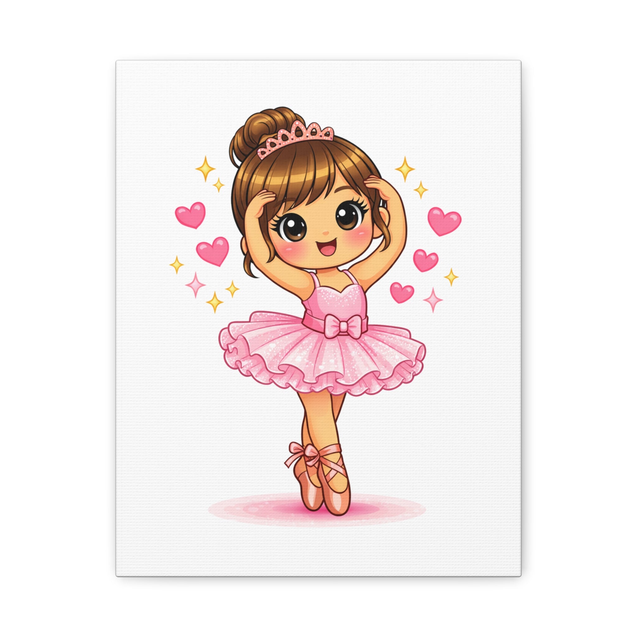 Cute Pink Ballerina Canvas Wall Art — Adorable Little Dancer Print for Girls’ Room
