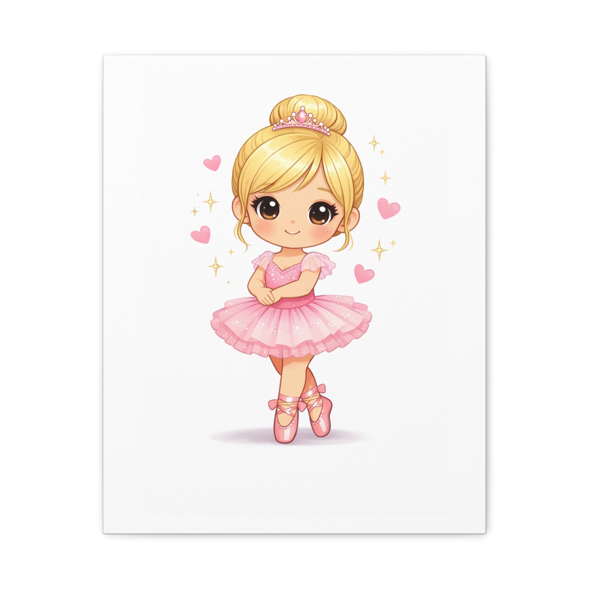 Cute Little Ballerina Canvas Print — Pink Princess Ballet Wall Art