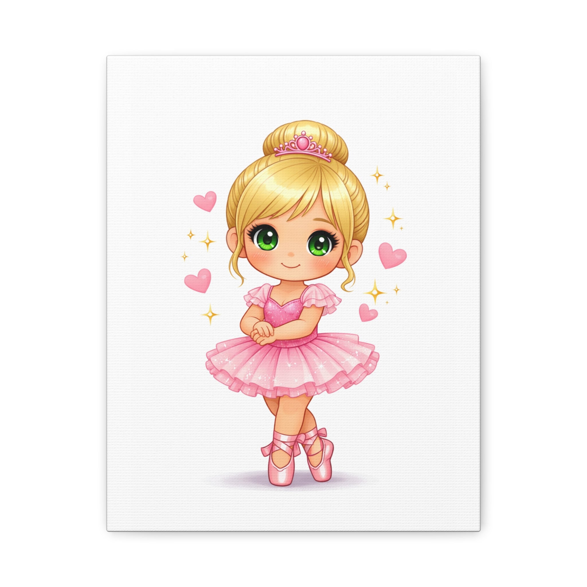 Ballerina Girl Canvas Art - Cute Pink Ballet Dancer Wall Decor