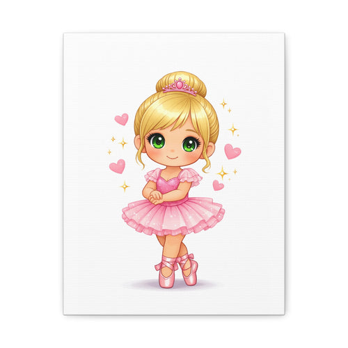 Ballerina Girl Canvas Art - Cute Pink Ballet Dancer Wall Decor