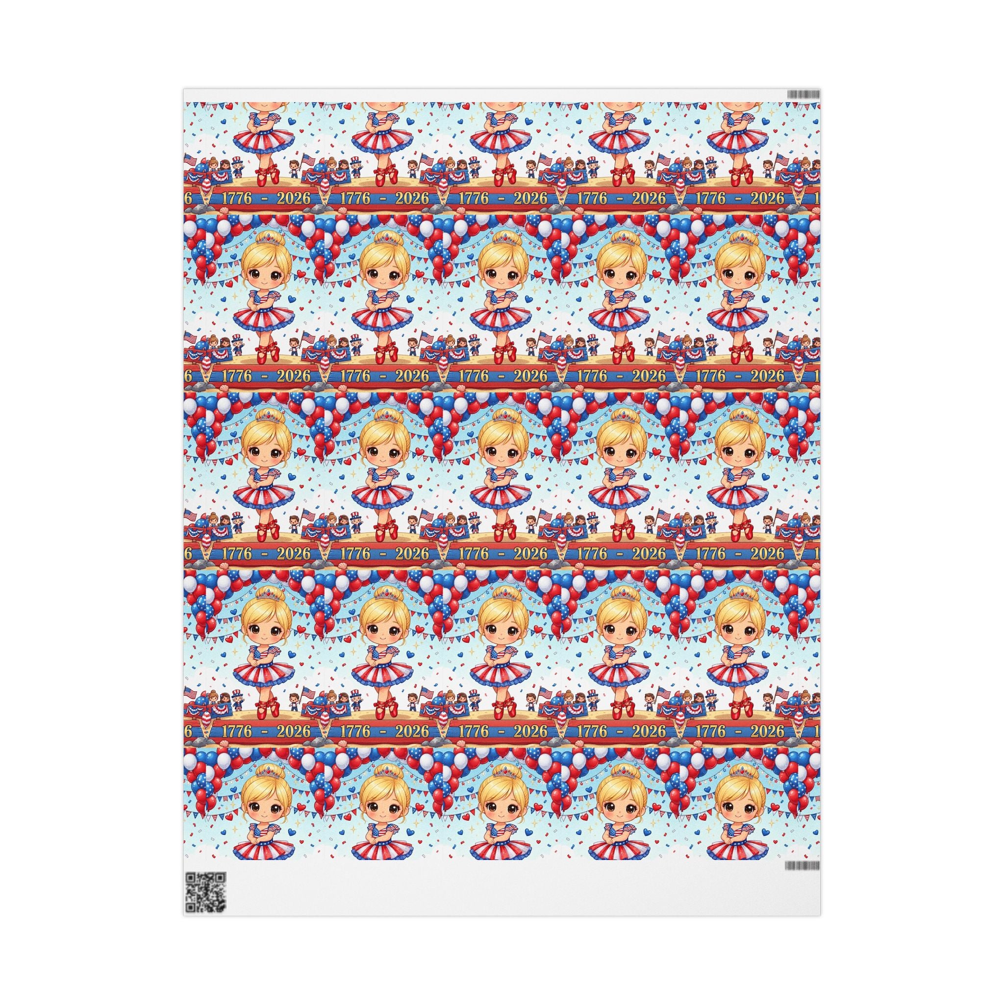 Patriotic Girl Pattern Wrapping Paper - 4th of July Gift Wrap