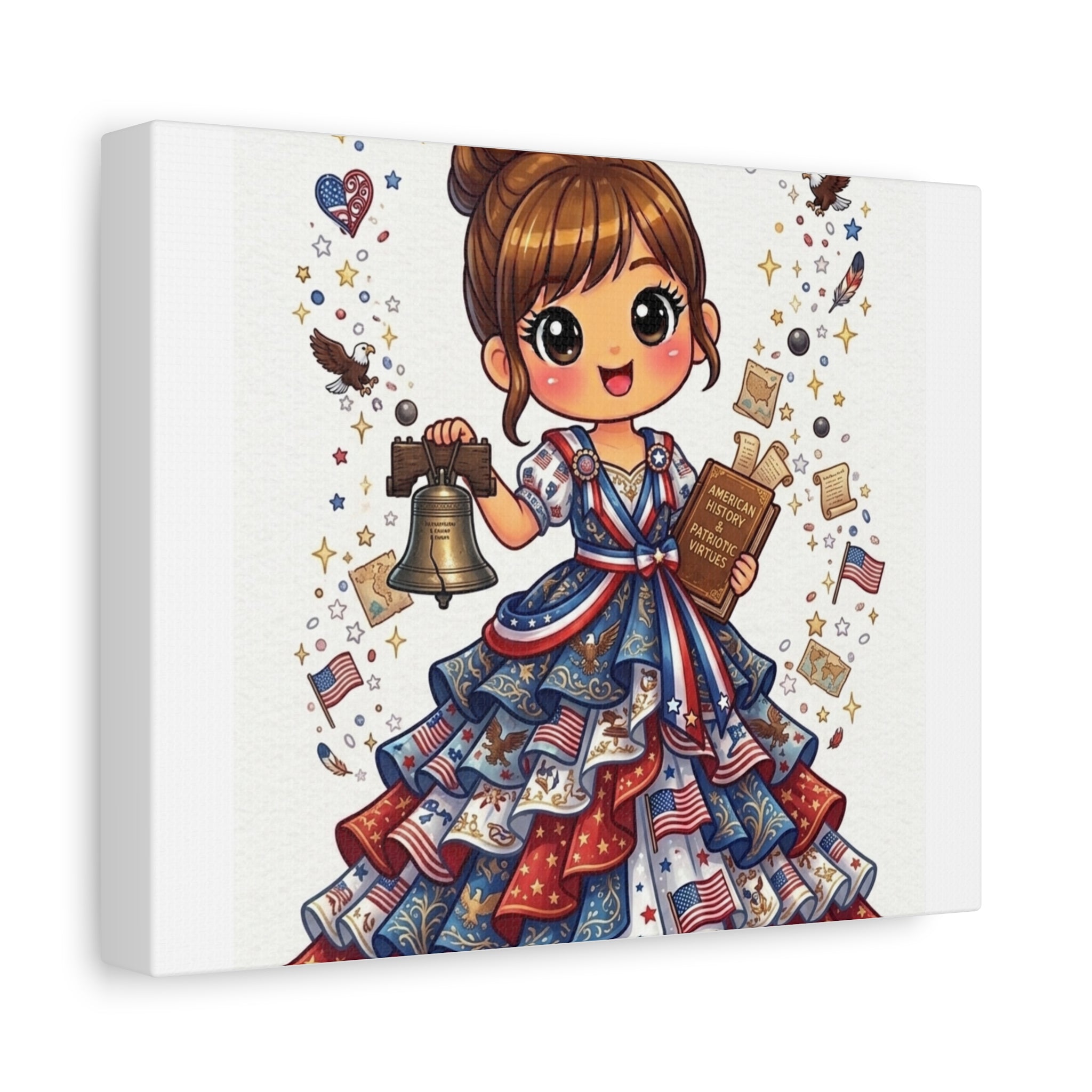Patriotic Girl Canvas Print — Fourth of July Americana Wall Art