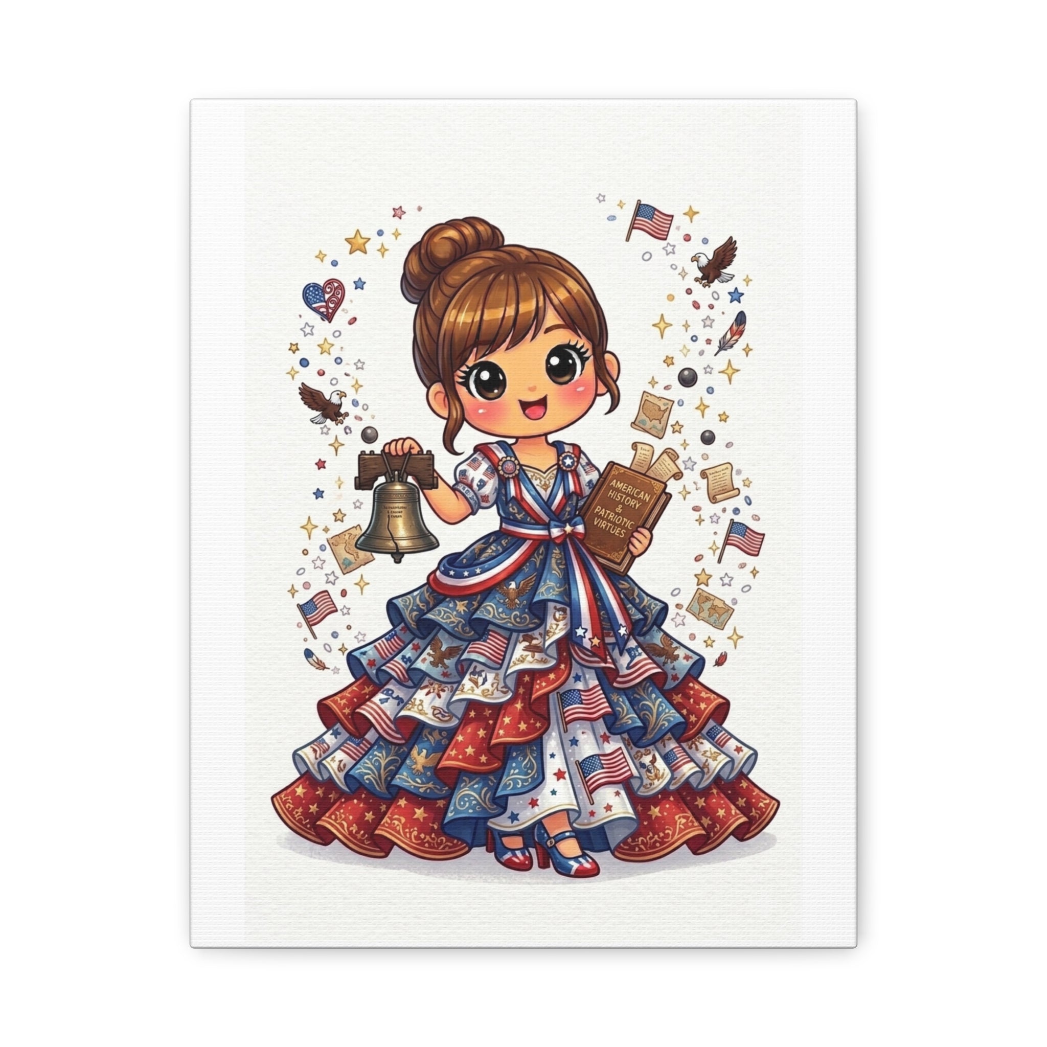 Patriotic Girl Canvas Print — Fourth of July Americana Wall Art