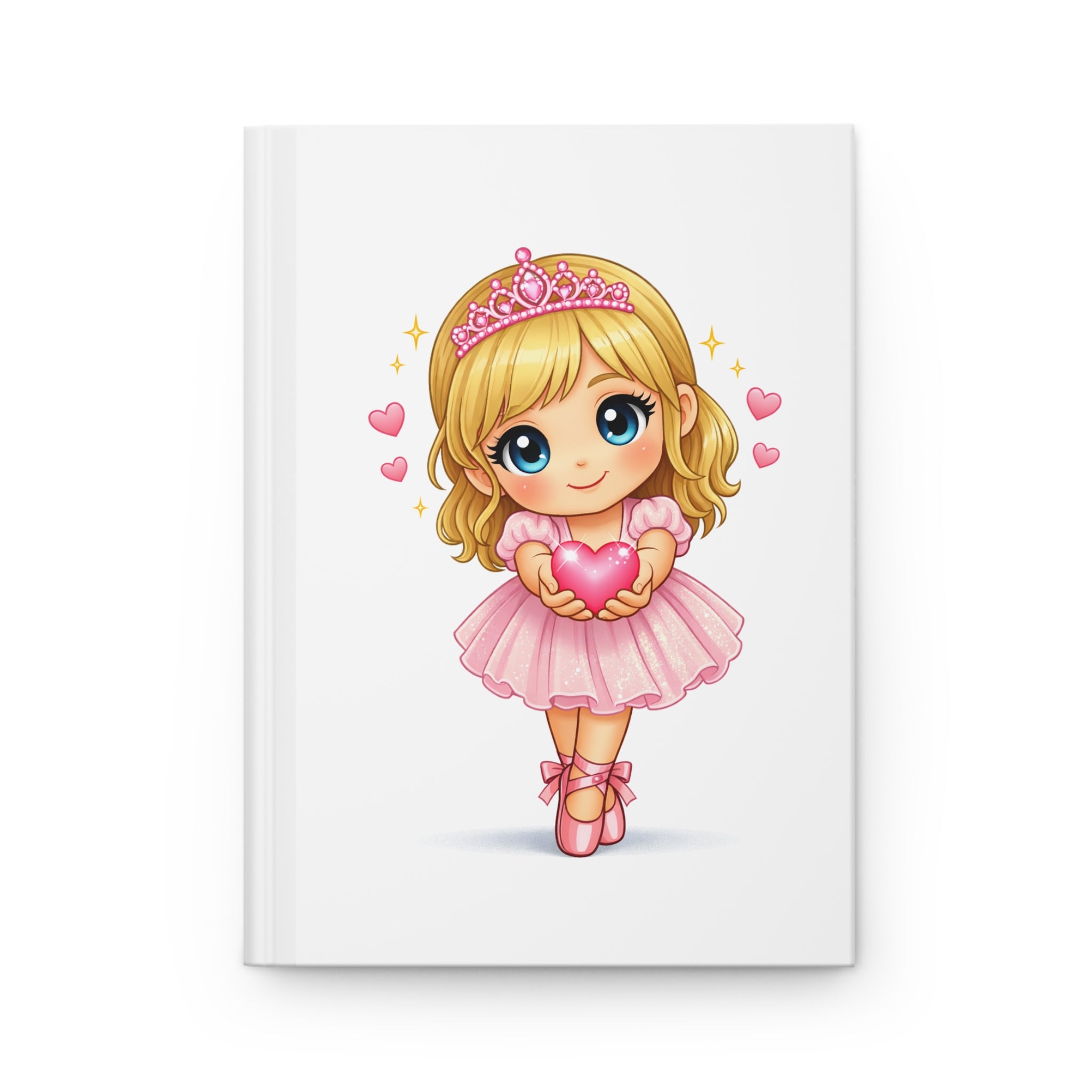 Princess Ballerina Hardcover Journal — Cute Pink Tiara Girl Notebook for Kids