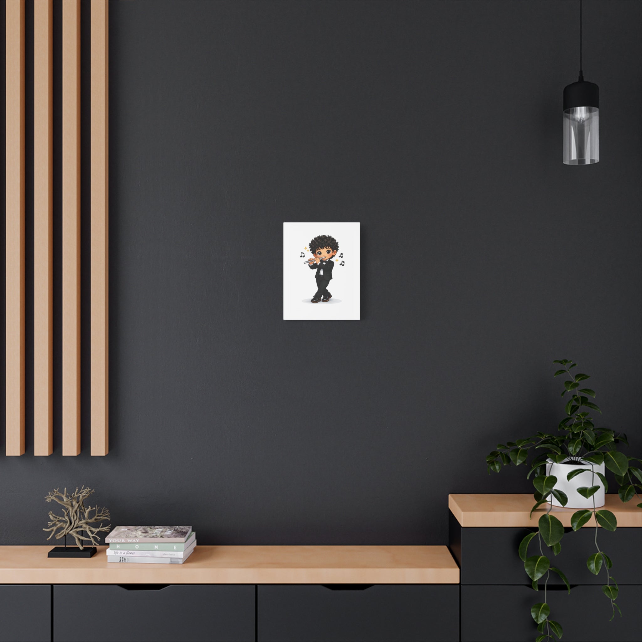 Flute Player Chibi Canvas Art — Cute Musician Wall Decor