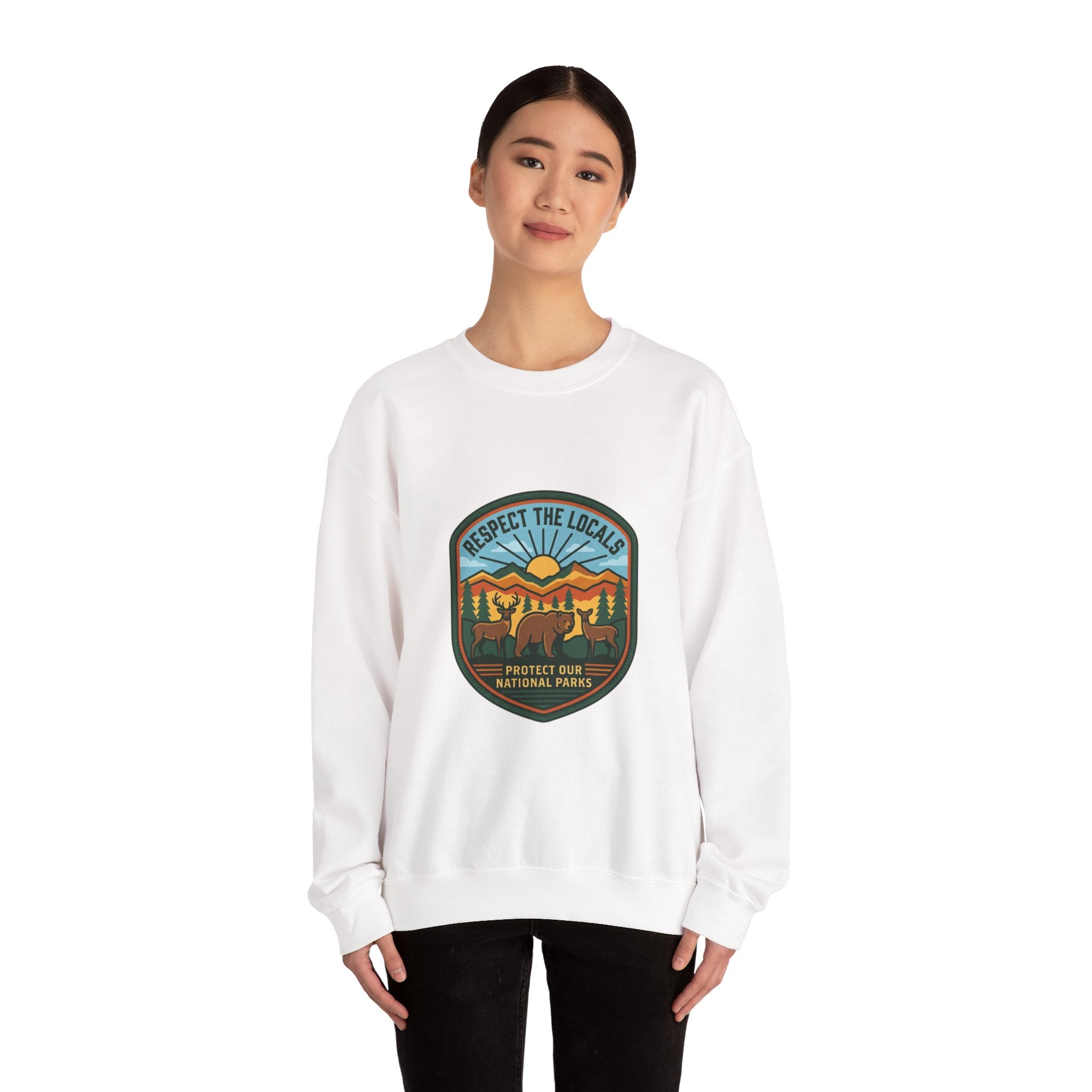 Respect the Locals patch sweatshirt | Protect Our Parks, national parks, hiking