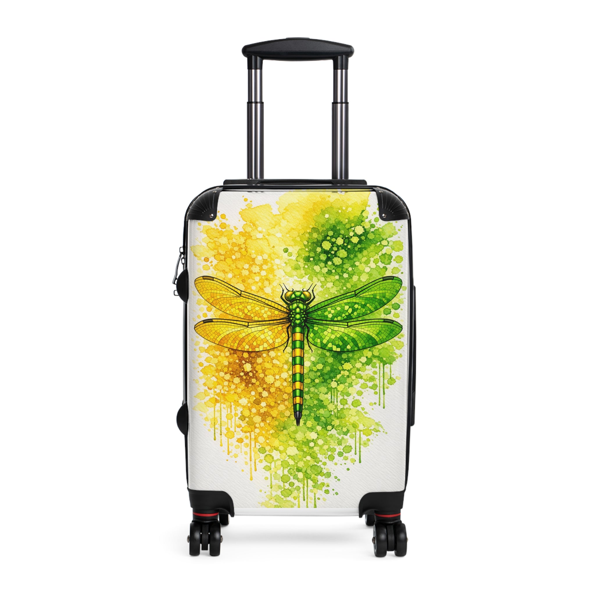 Dragonfly Carry-On Suitcase – Watercolor Green & Yellow Insect Travel Luggage