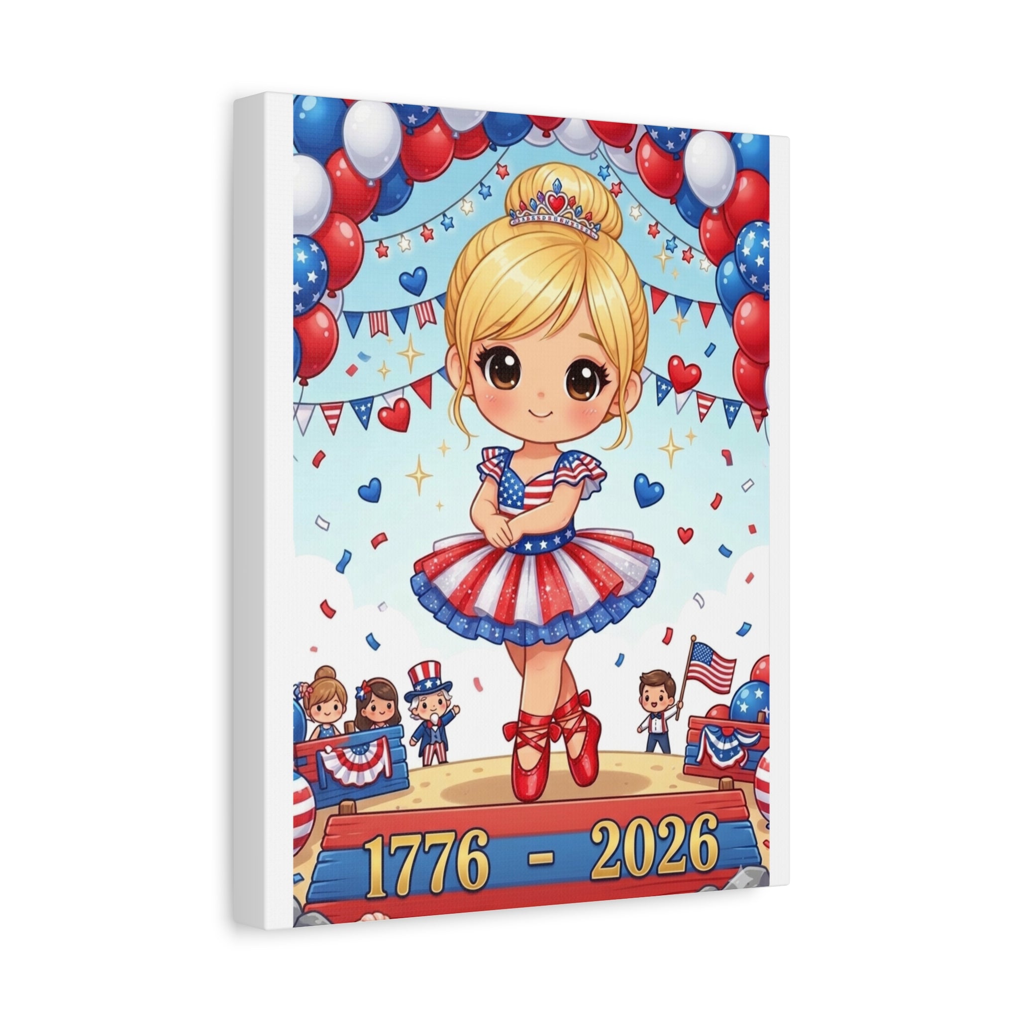 Patriotic Ballet Girl Canvas Print — 1776-2026 4th of July Wall Art