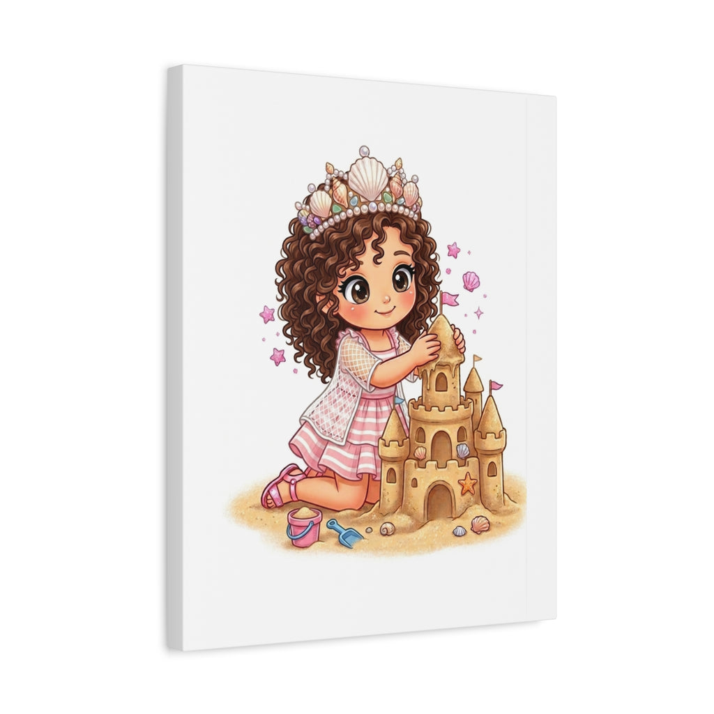 Canvas Wall Art — Little Princess Building a Sandcastle (Girls Beach Nursery Decor)