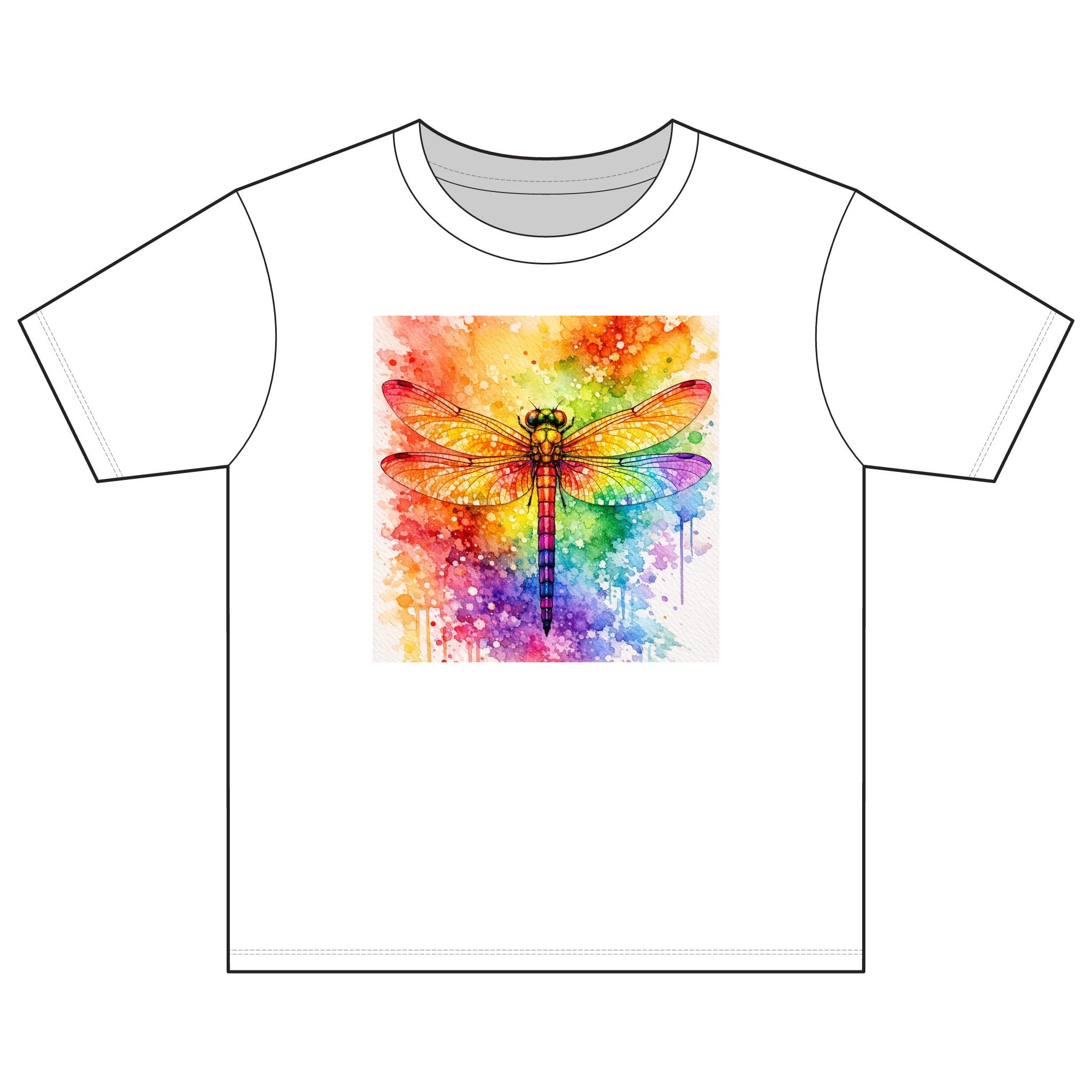 Youth Rainbow Dragonfly Tee – Colorful Watercolor Bug Graphic Shirt