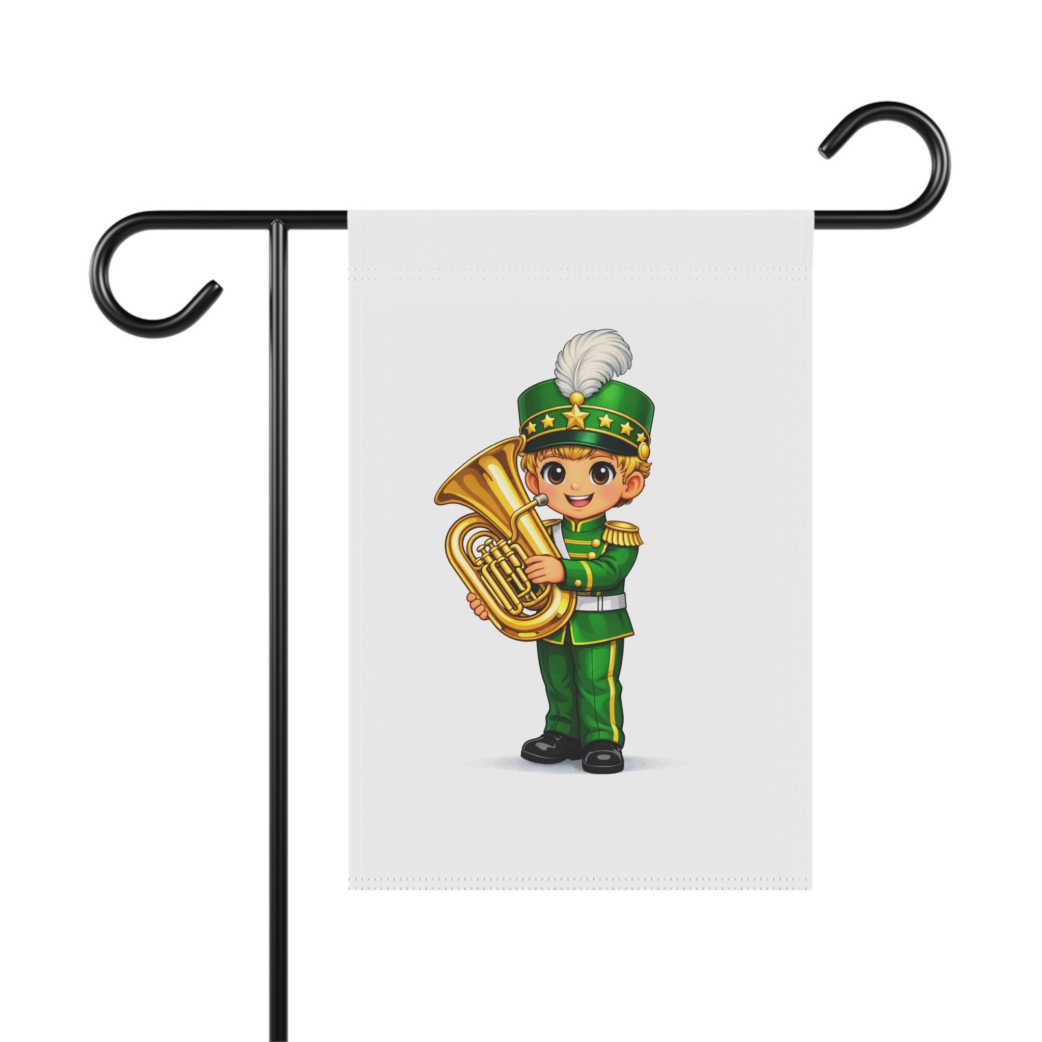 Marching Band Tuba Boy Garden Flag - Cute Musician Yard Banner