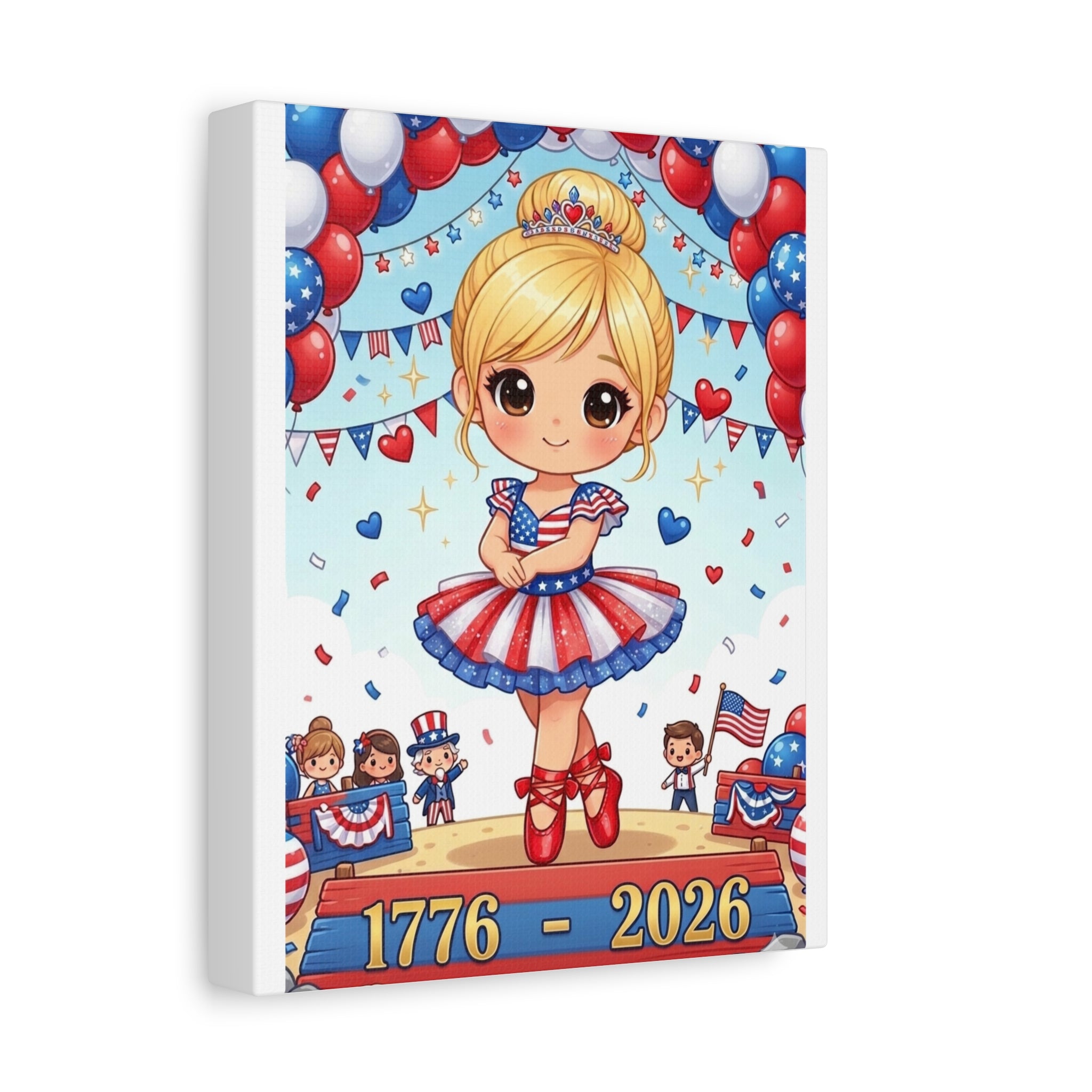 Patriotic Ballet Girl Canvas Print — 1776-2026 4th of July Wall Art