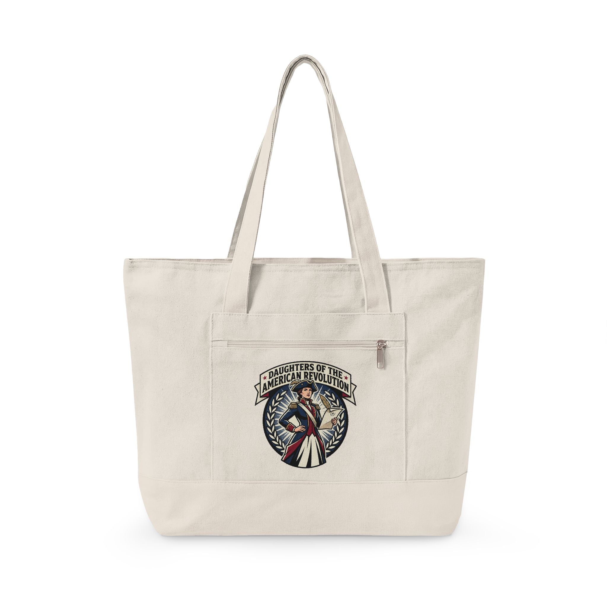 American Revolution Canvas Tote Bag — Patriotic Zippered Beach & Market Tote
