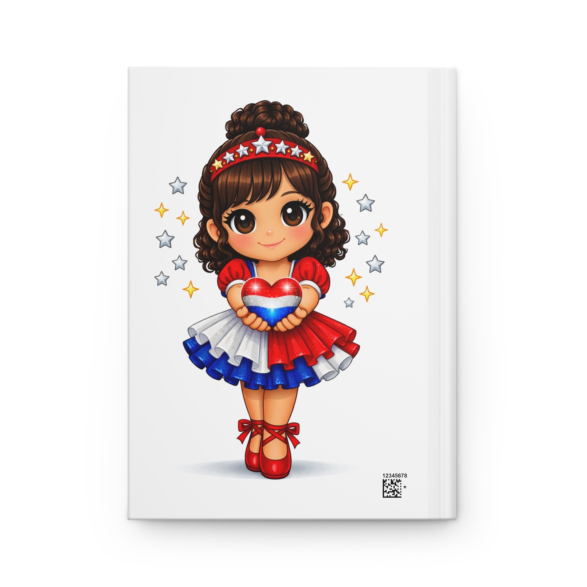 Patriotic Girl Hardcover Journal — Cute Red White & Blue Heart Notebook